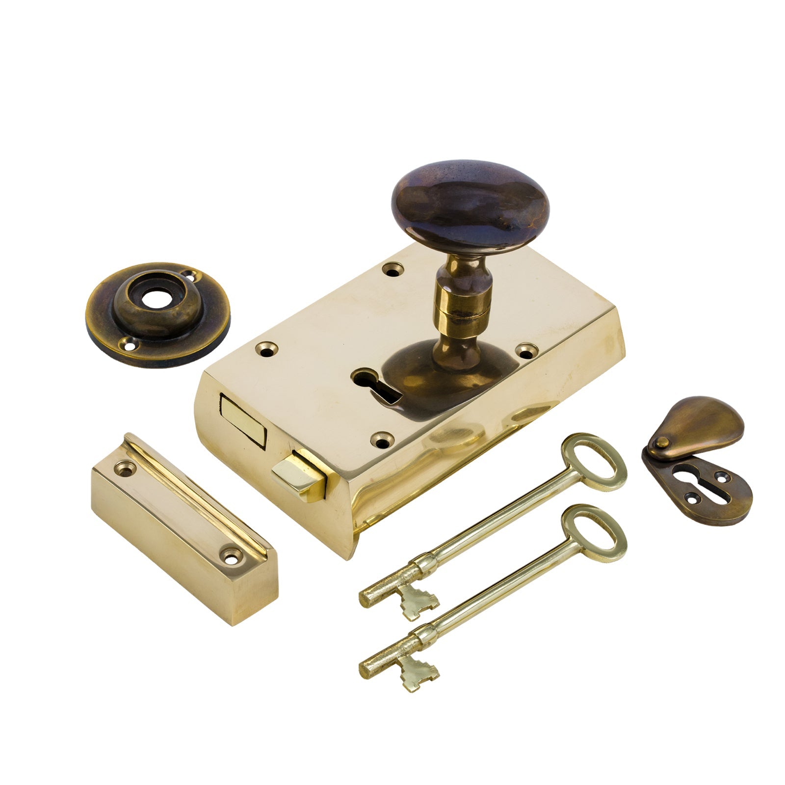 Small Brass Rim Lock & Knob Sets