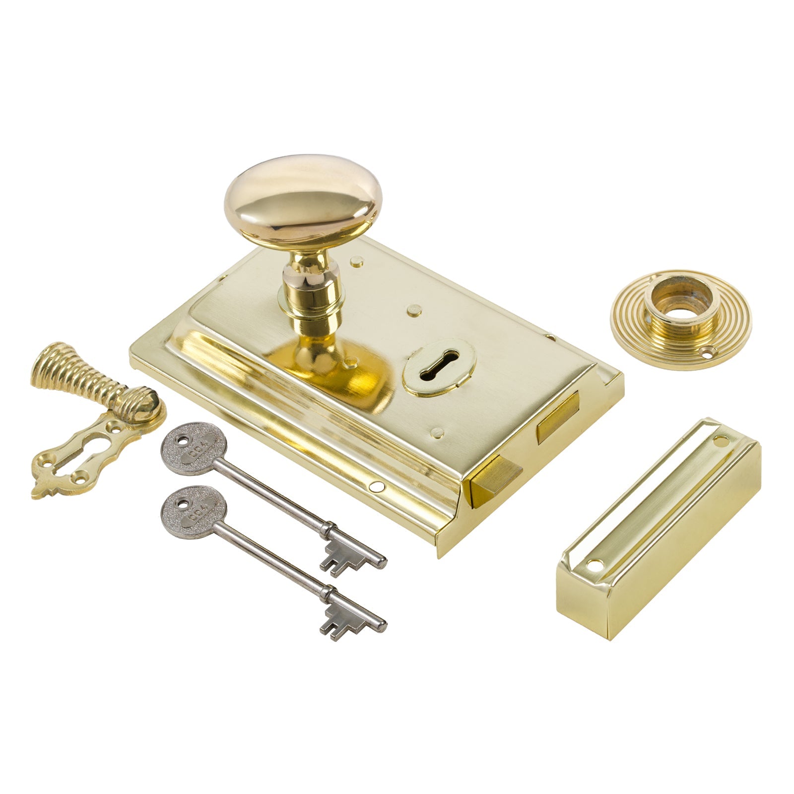 Classic Polished Brass Rim Lock & Knob Sets