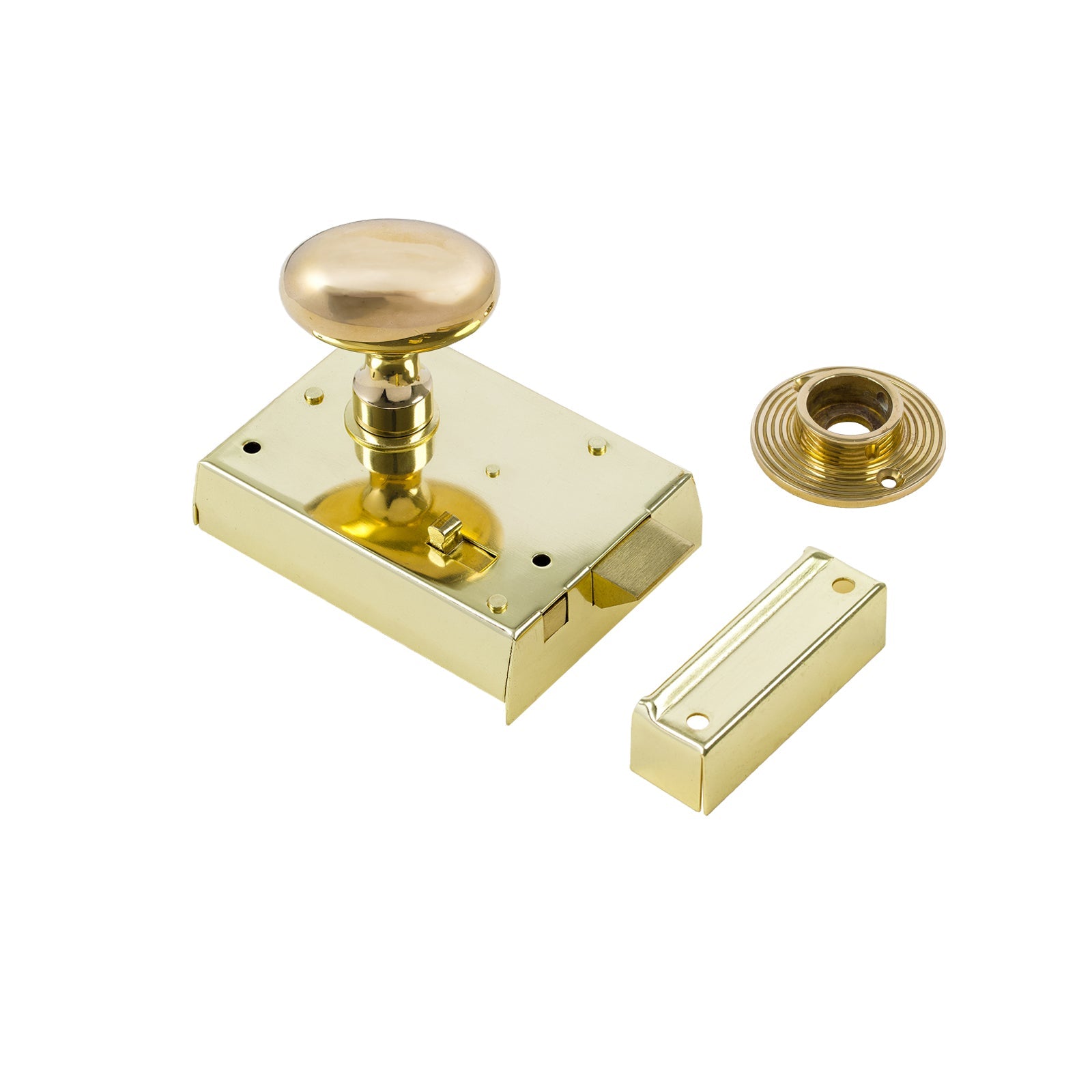 Classic Polished Brass Bathroom Rim Lock & Knob Sets