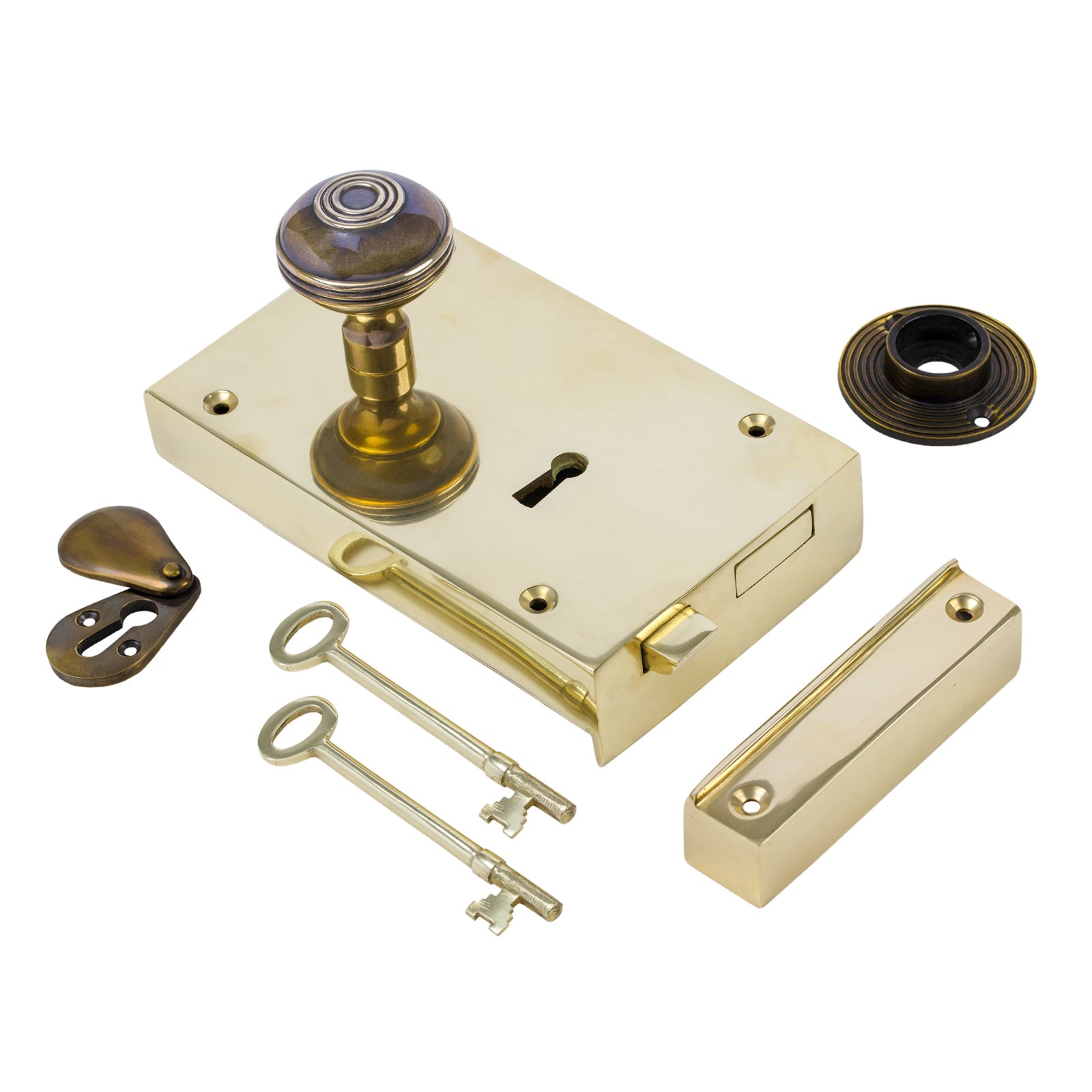 Large Brass Rim Lock & Knob Sets