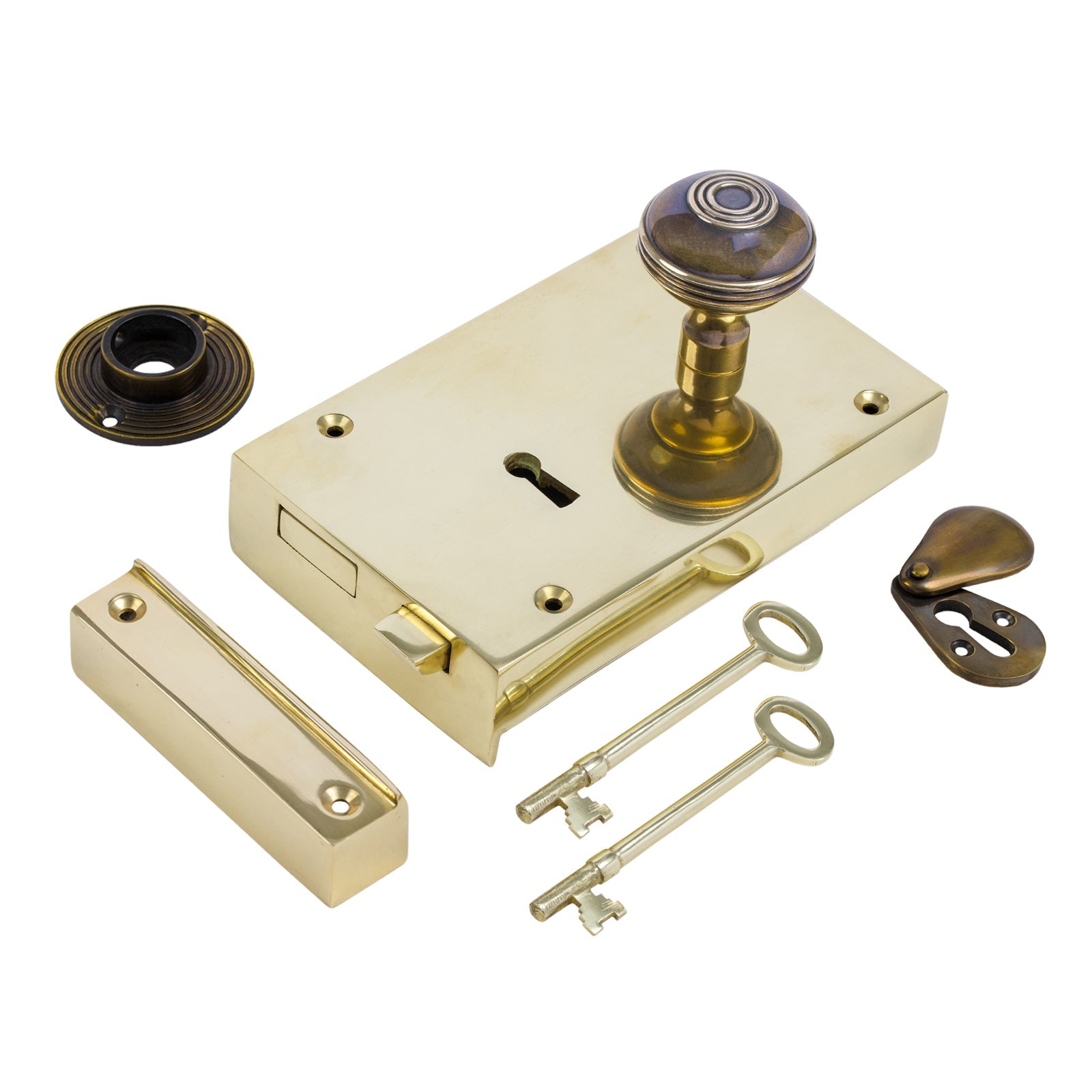 Large Brass Rim Lock & Knob Sets