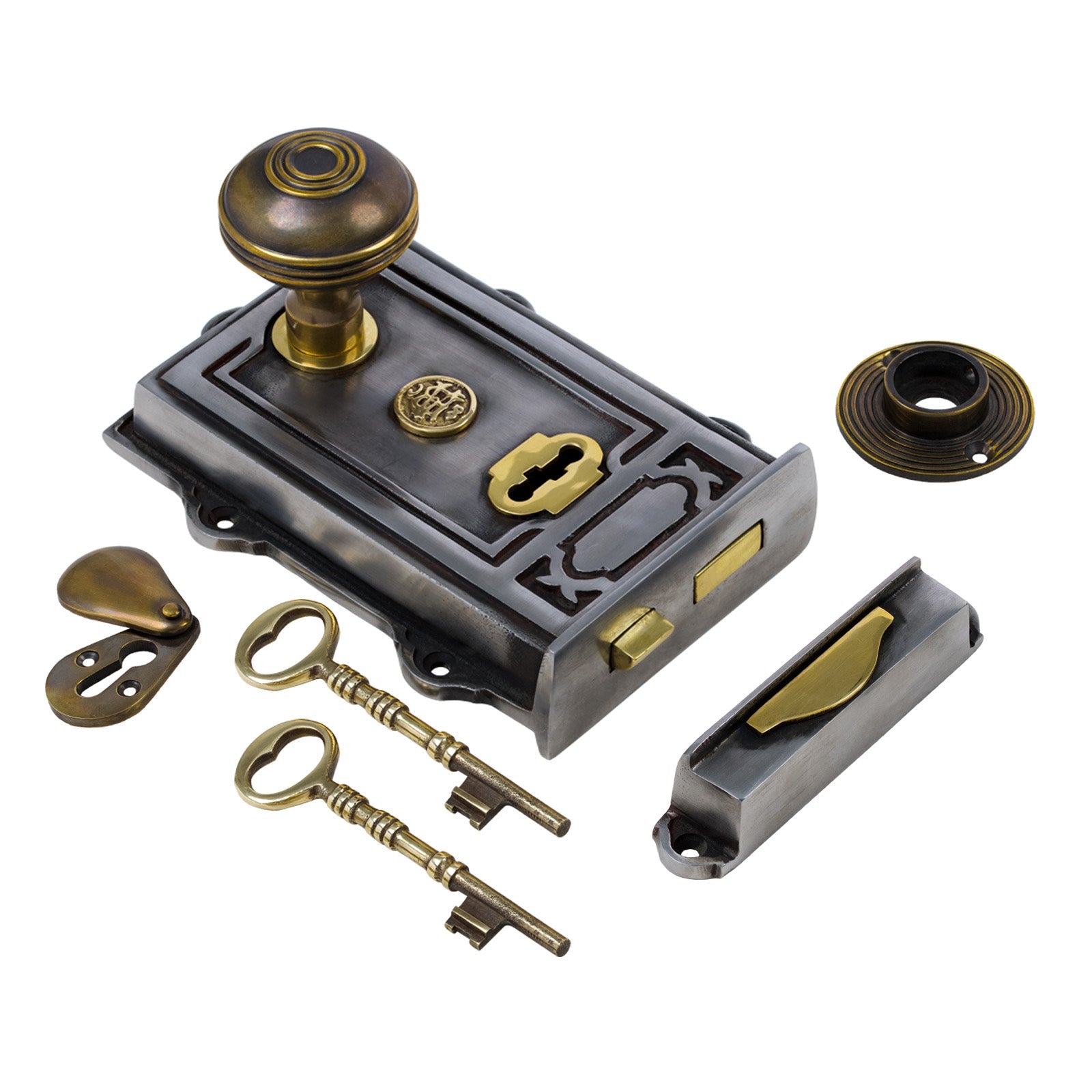 Ornate Iron Rim Lock & Knob Sets