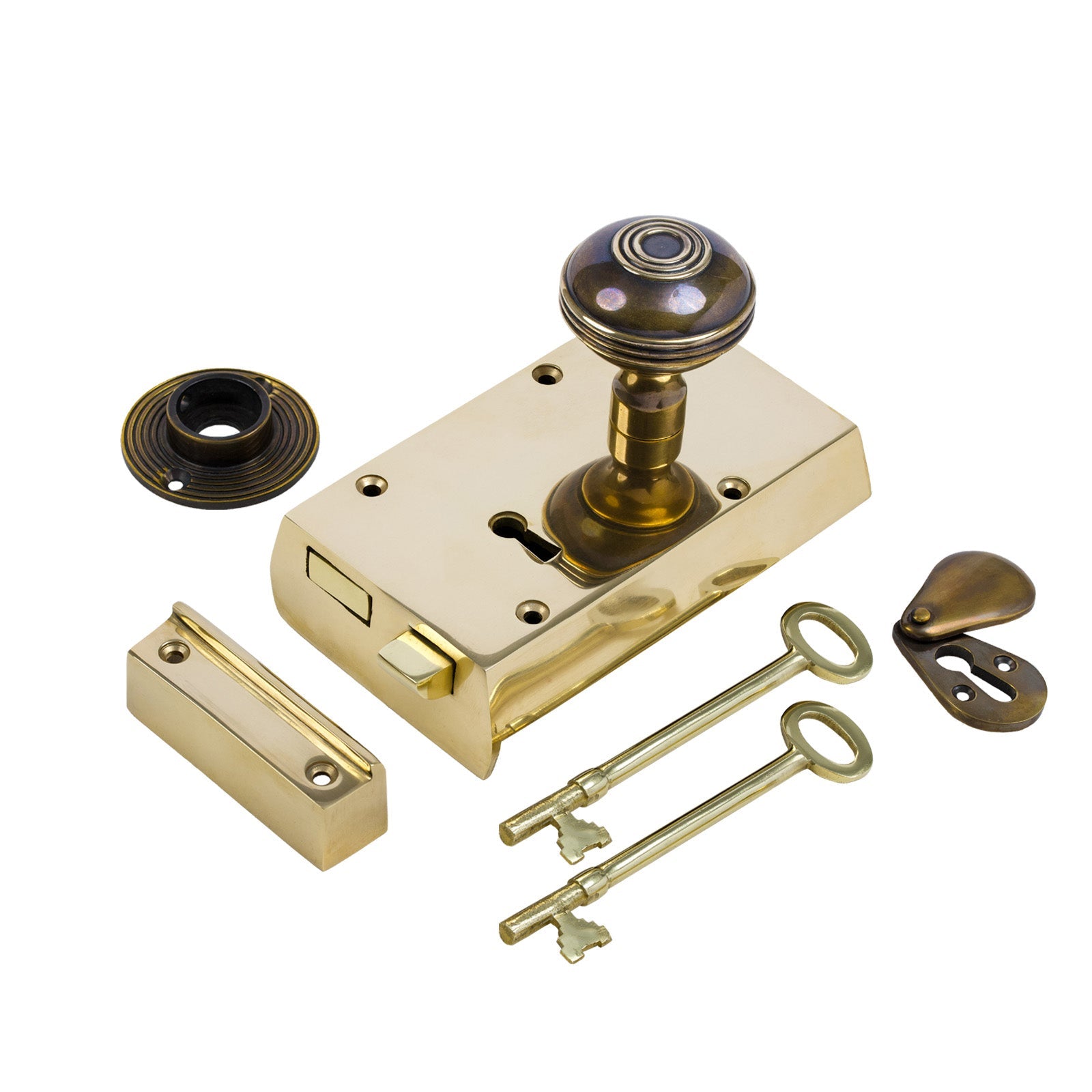 Small Brass Rim Lock & Knob Sets