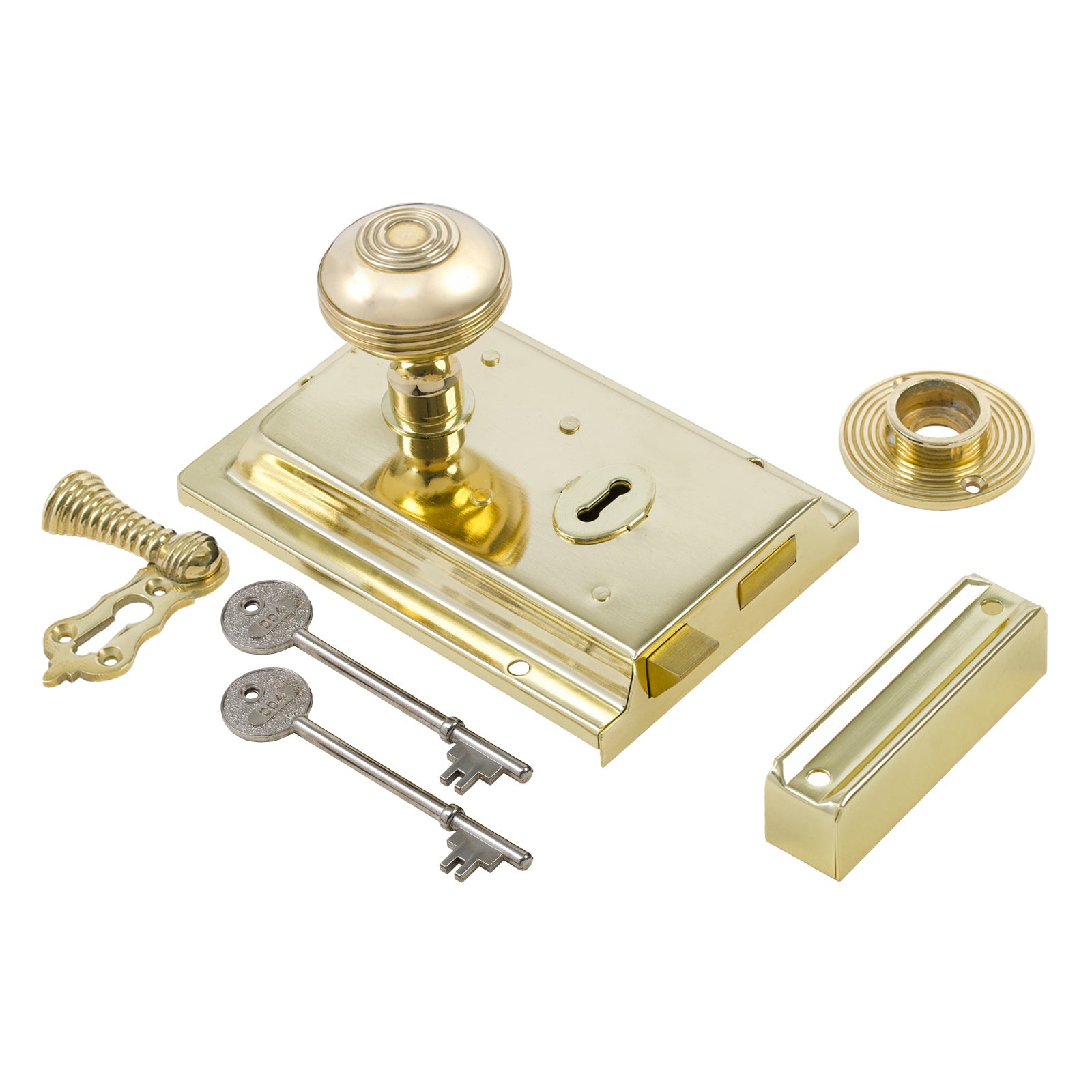 Classic Polished Brass Rim Lock & Knob Sets