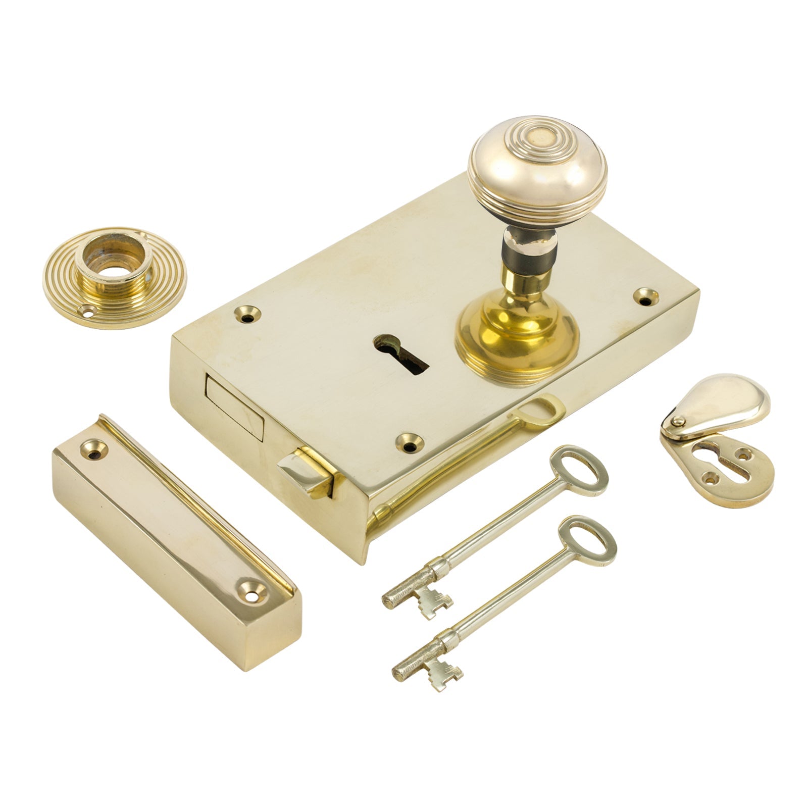 Large Brass Rim Lock & Knob Sets