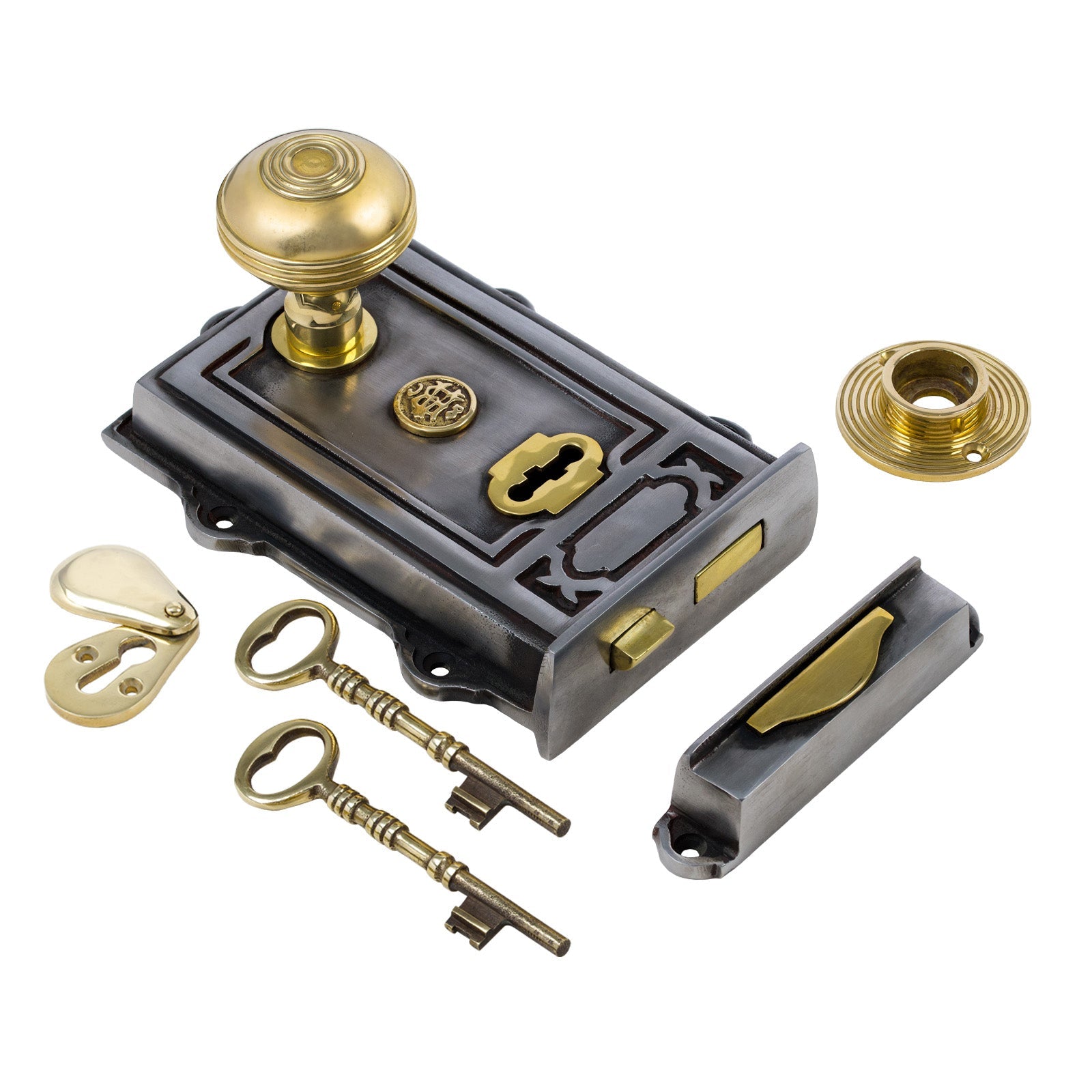 Ornate Iron Rim Lock & Knob Sets