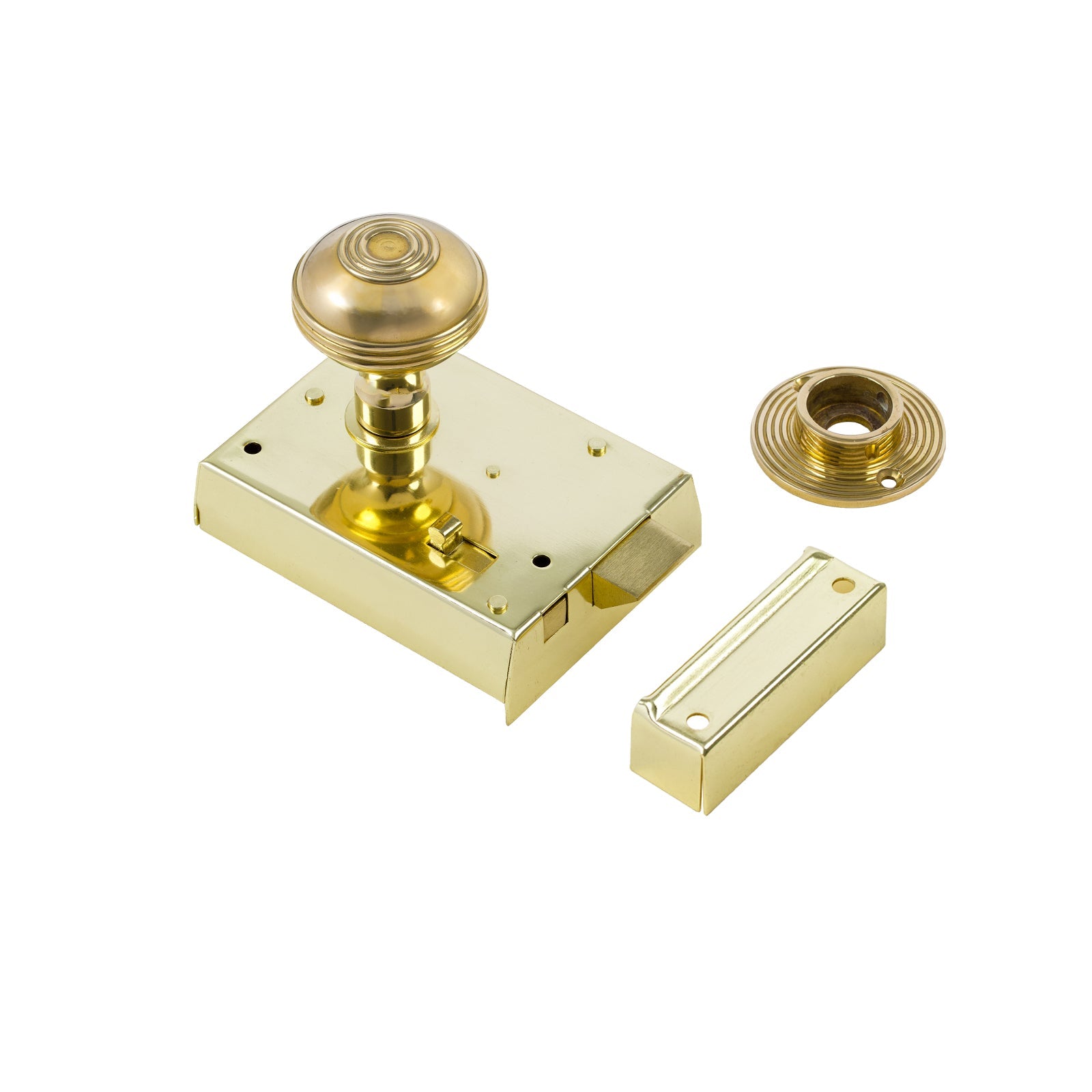 Classic Polished Brass Bathroom Rim Lock & Knob Sets