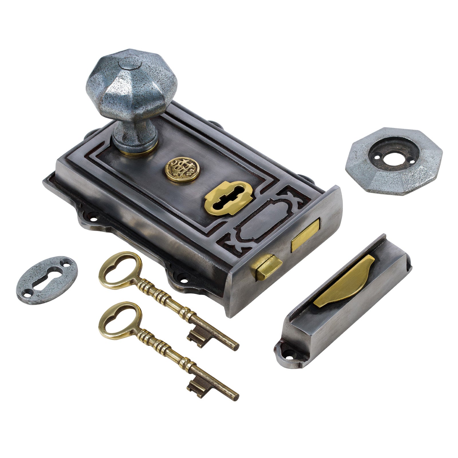 Ornate Iron Rim Lock & Knob Sets