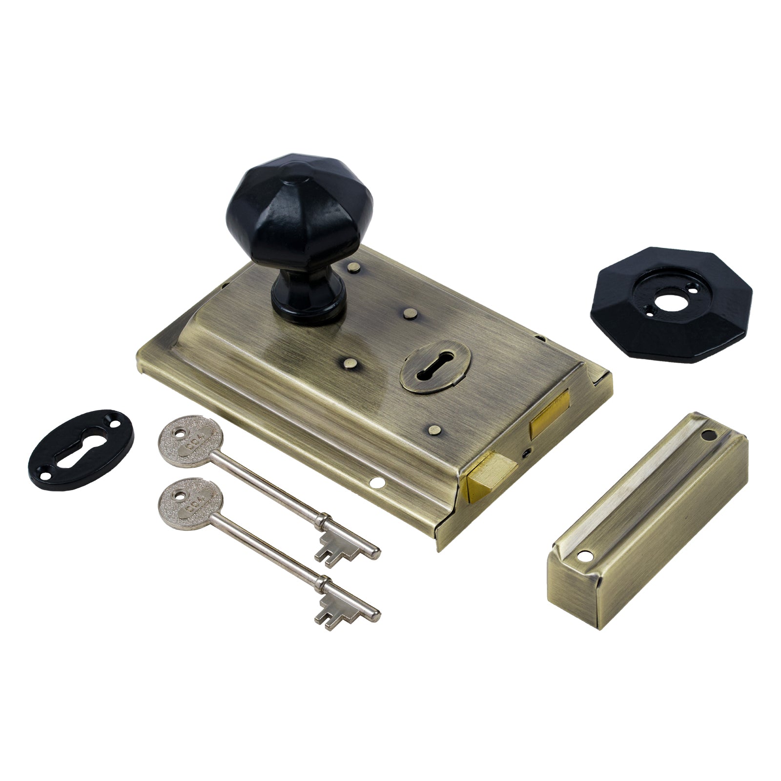 Classic Antique Brass Rim Lock & Knob Sets