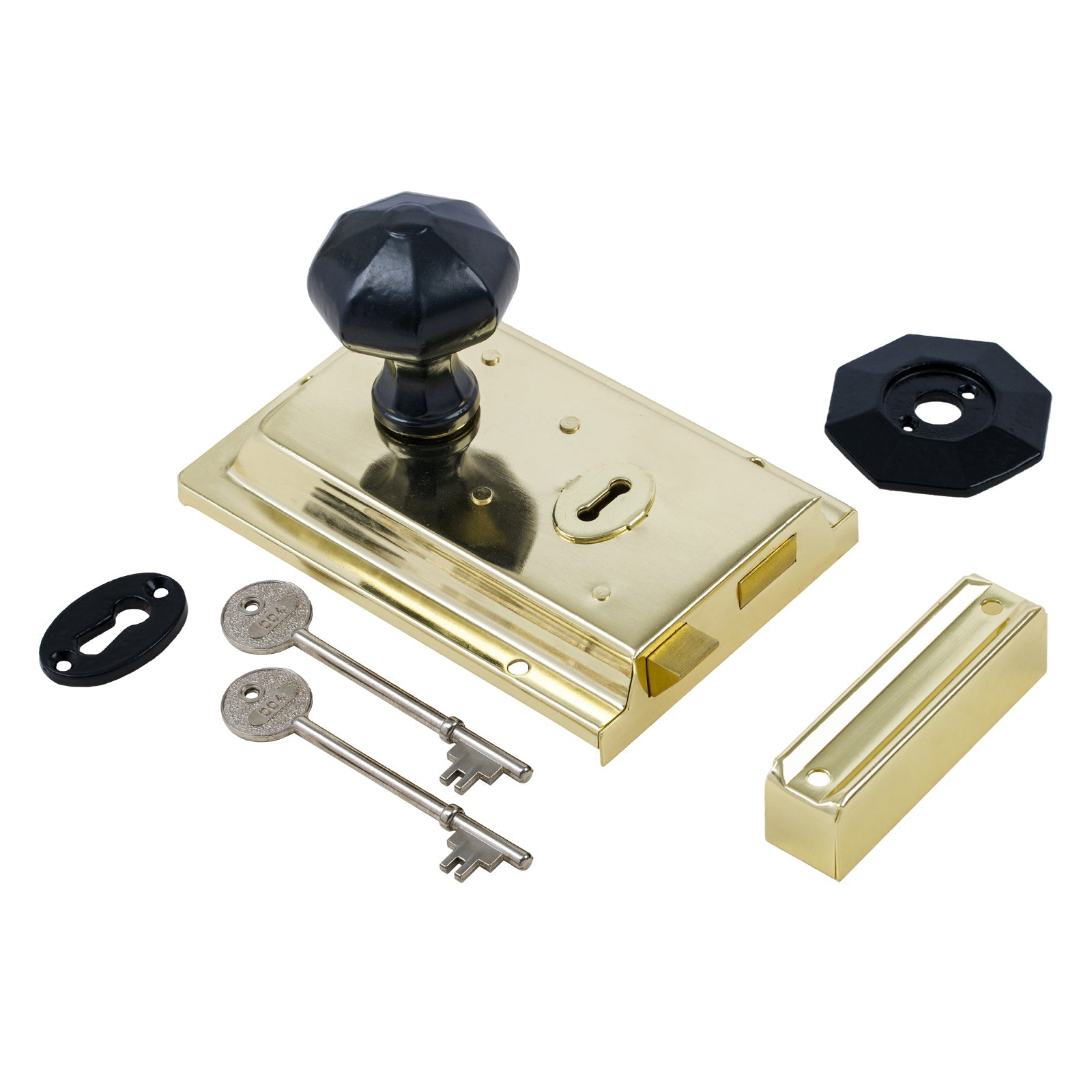 Classic Polished Brass Rim Lock & Knob Sets