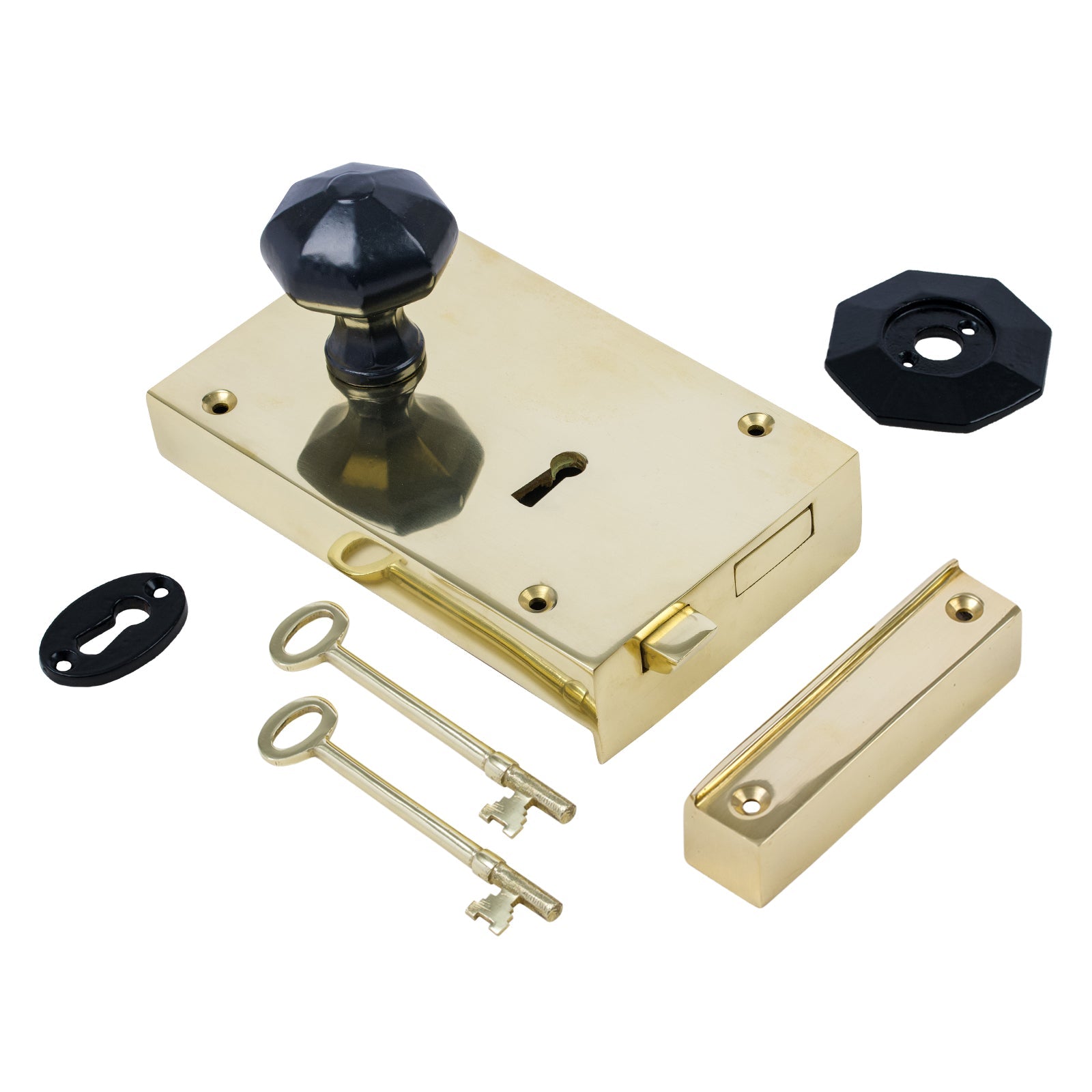 Large Brass Rim Lock & Knob Sets