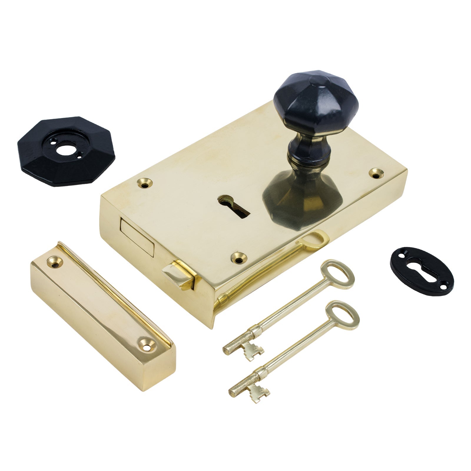 Large Brass Rim Lock & Knob Sets