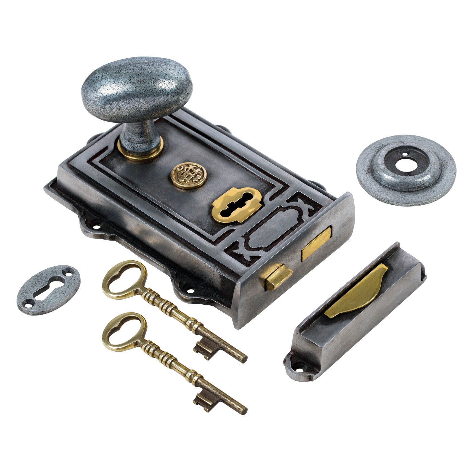 Ornate Iron Rim Lock & Knob Sets