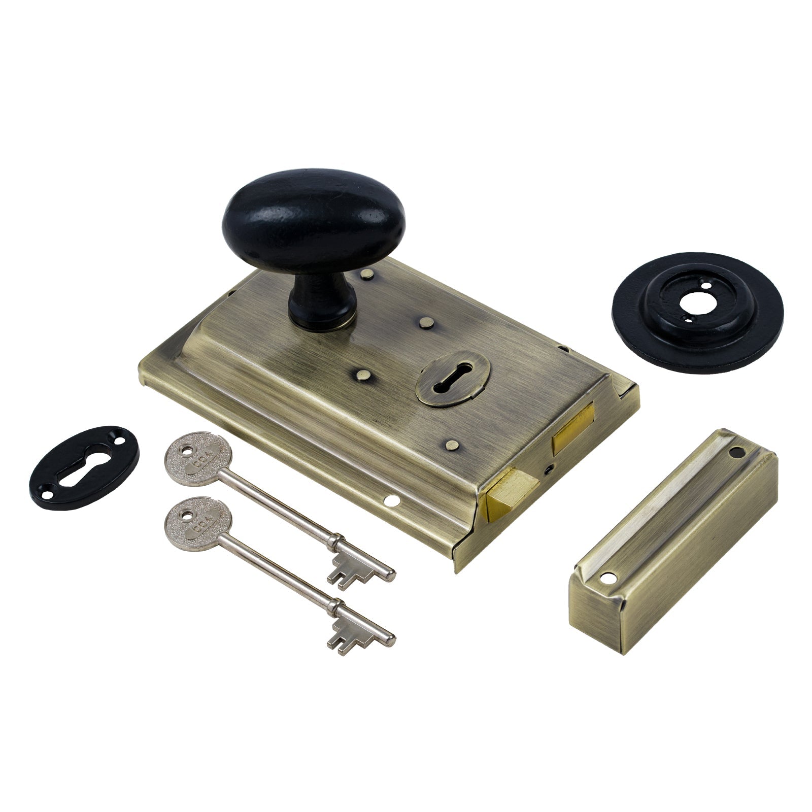 Classic Antique Brass Rim Lock & Knob Sets