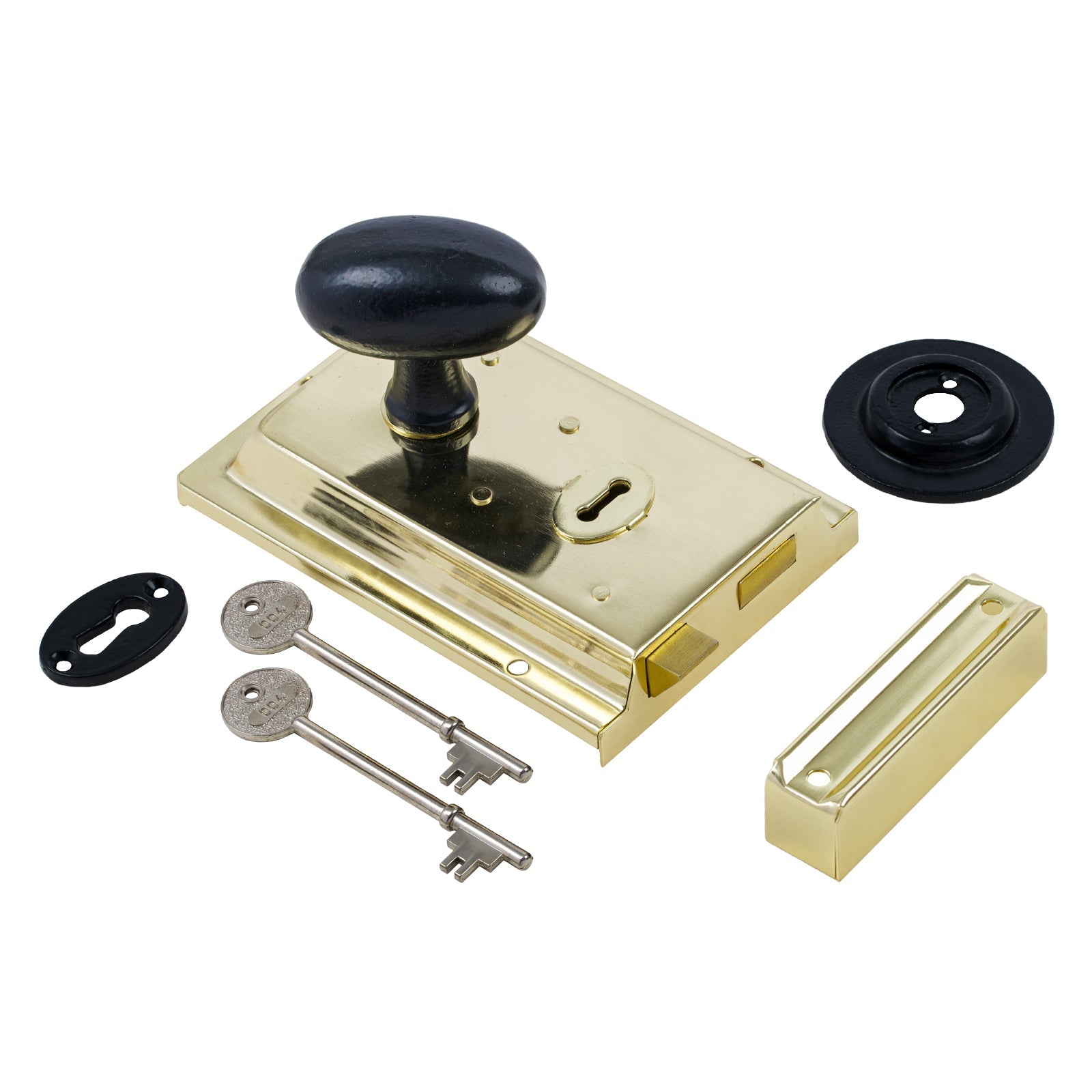 Classic Polished Brass Rim Lock & Knob Sets