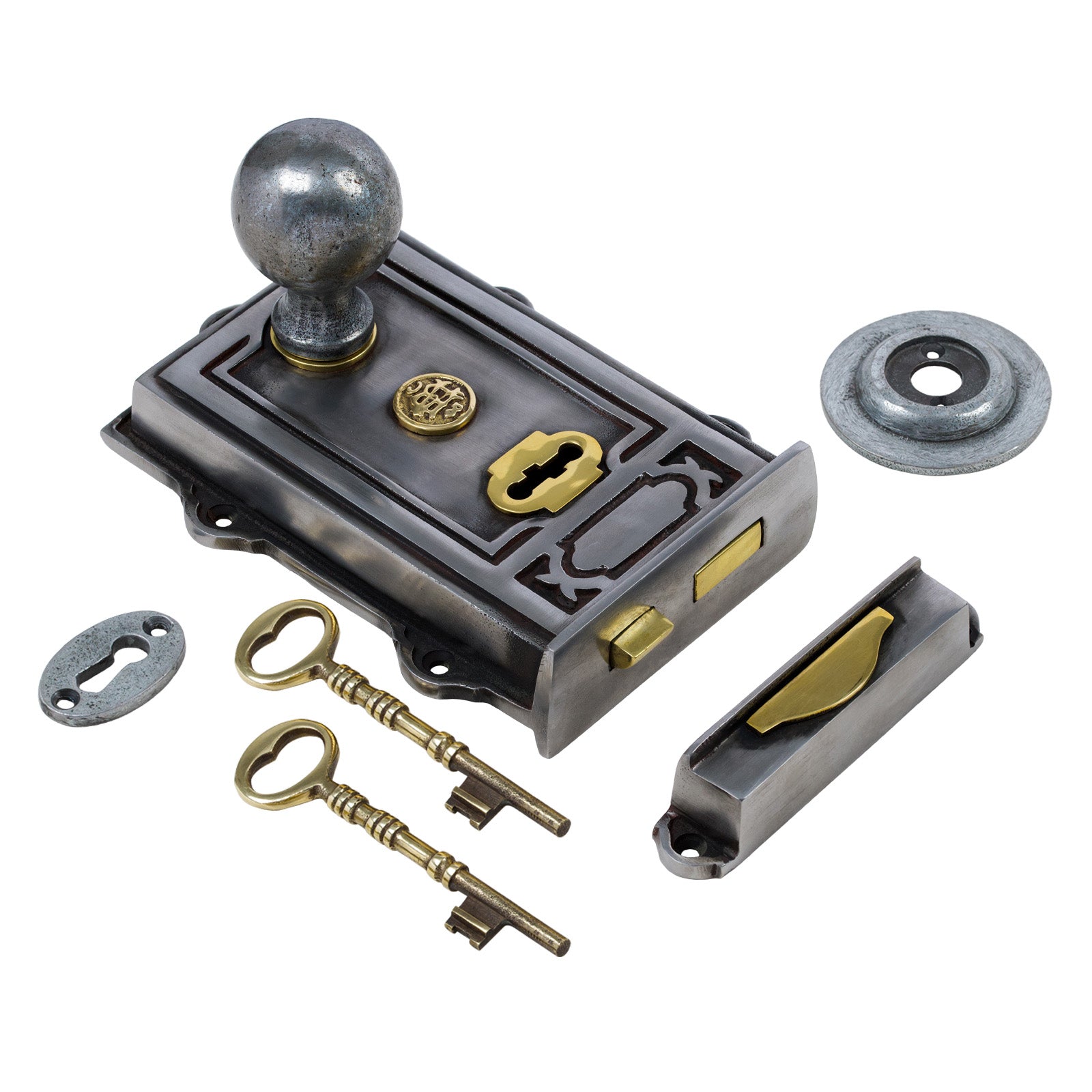 Ornate Iron Rim Lock & Knob Sets