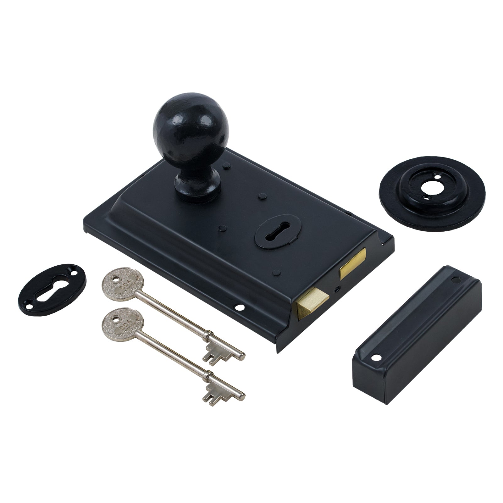 SHOW Round Door Knob Set - Black On Black Rim Lock