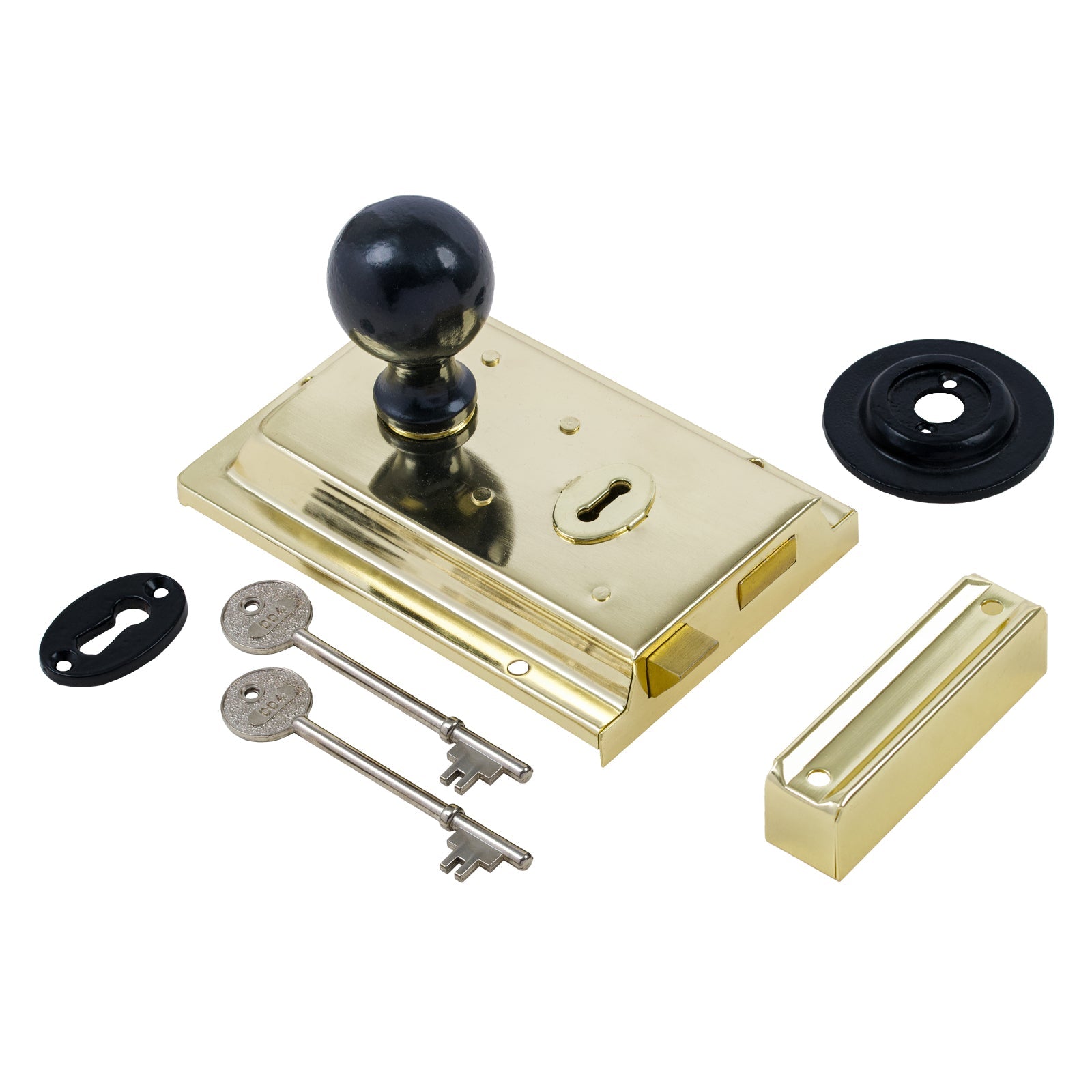 Classic Polished Brass Rim Lock & Knob Sets