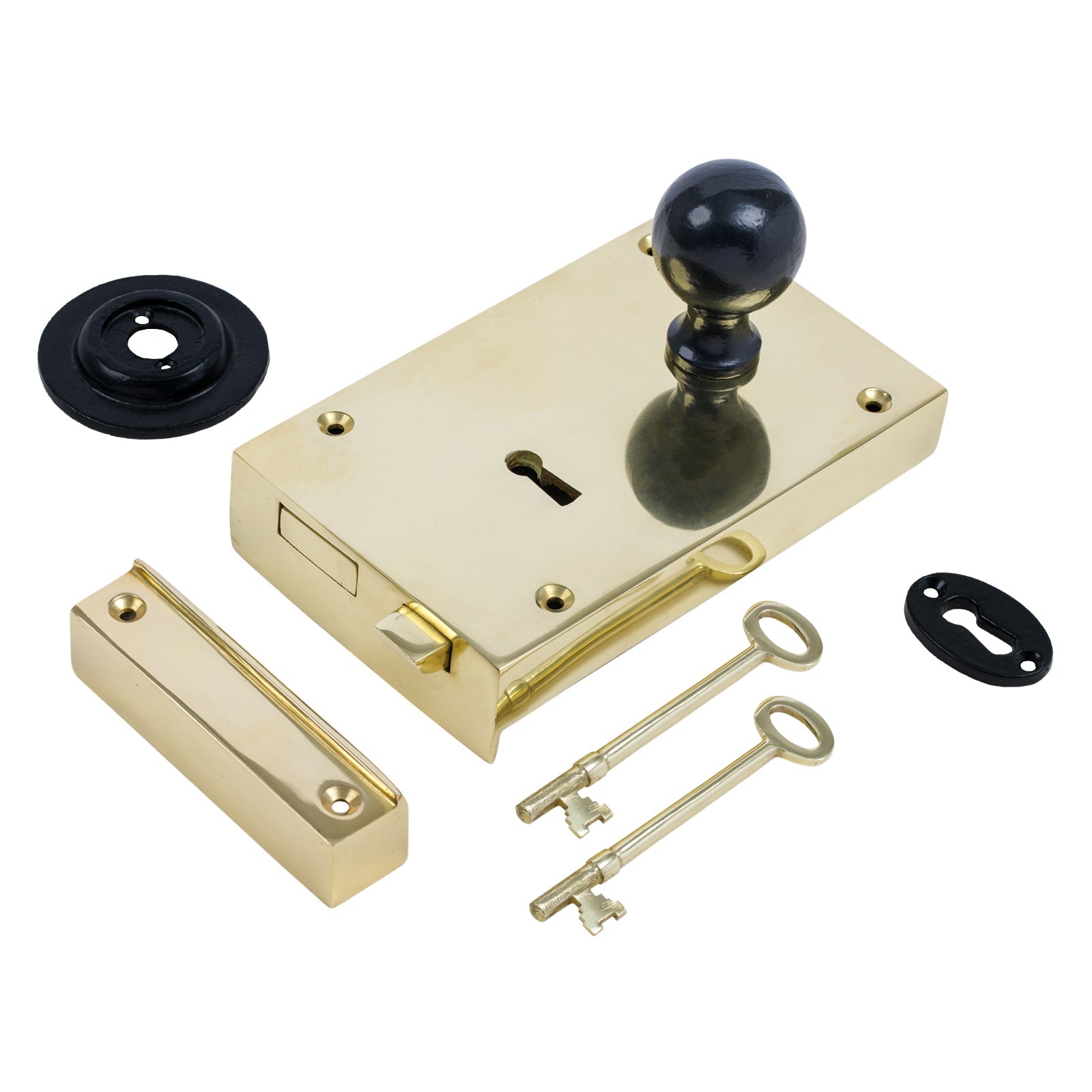 Large Brass Rim Lock & Knob Sets