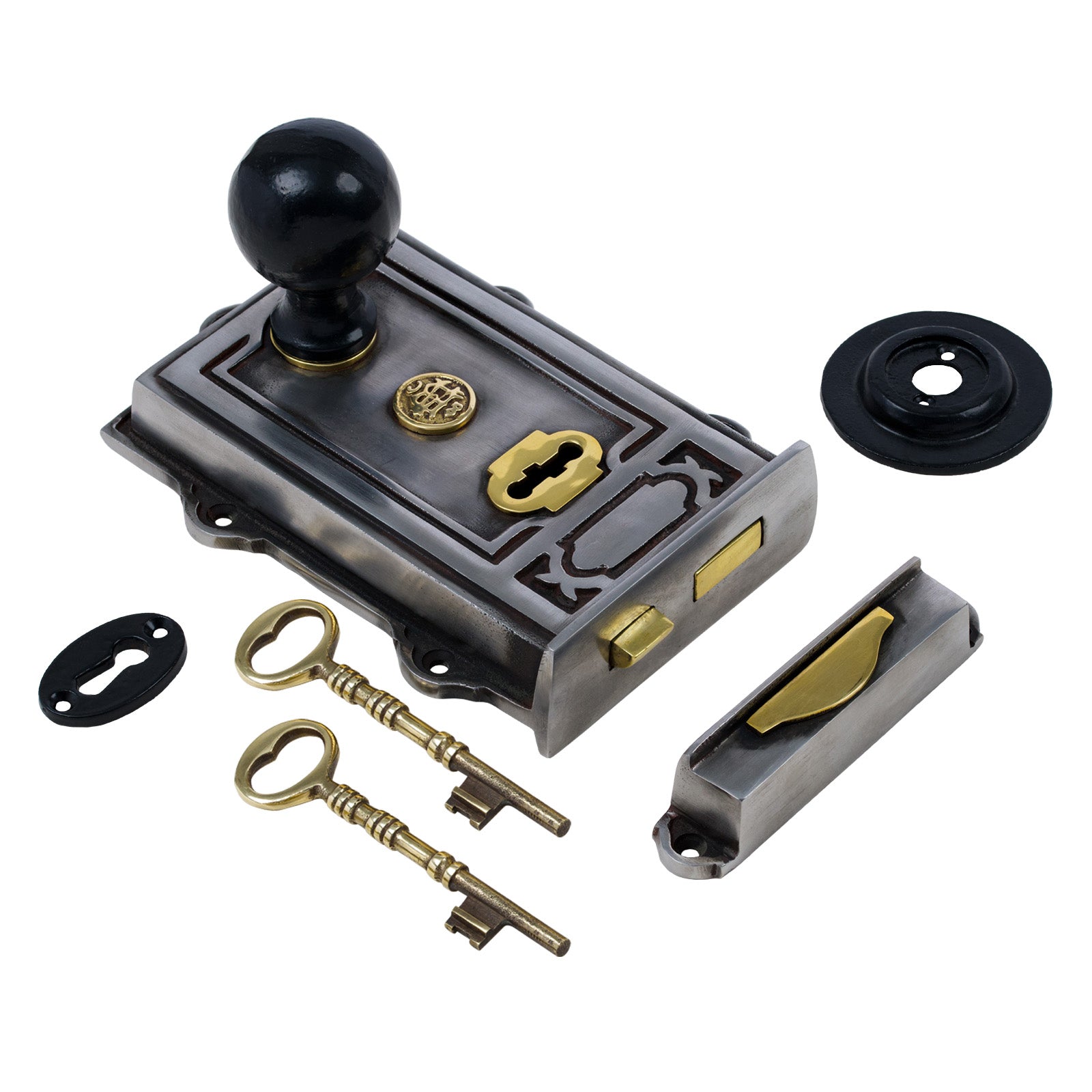 Ornate Iron Rim Lock & Knob Sets