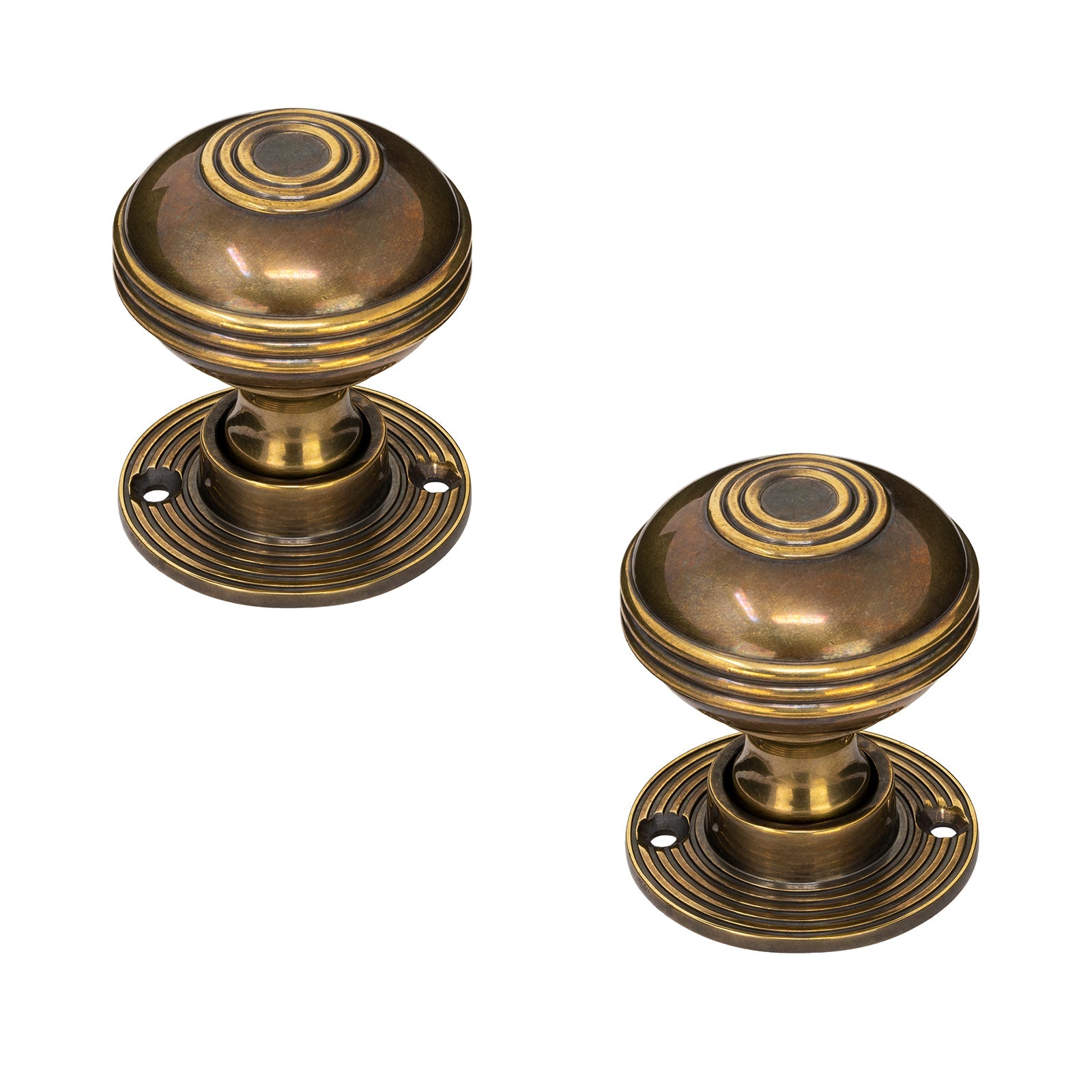 Ringed Antique Brass Door Knobs SHOW