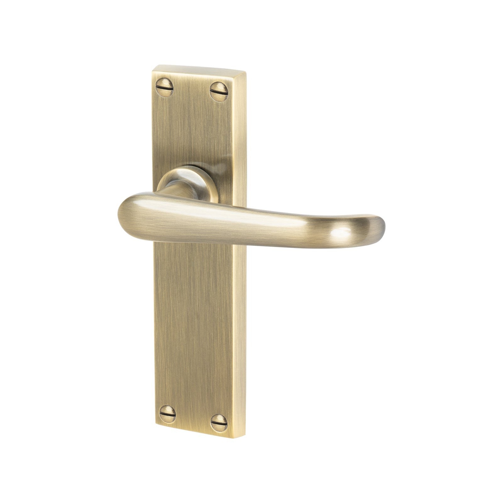 Windsor Door Handles On Plate Latch Handle in Aged Brass SHOW