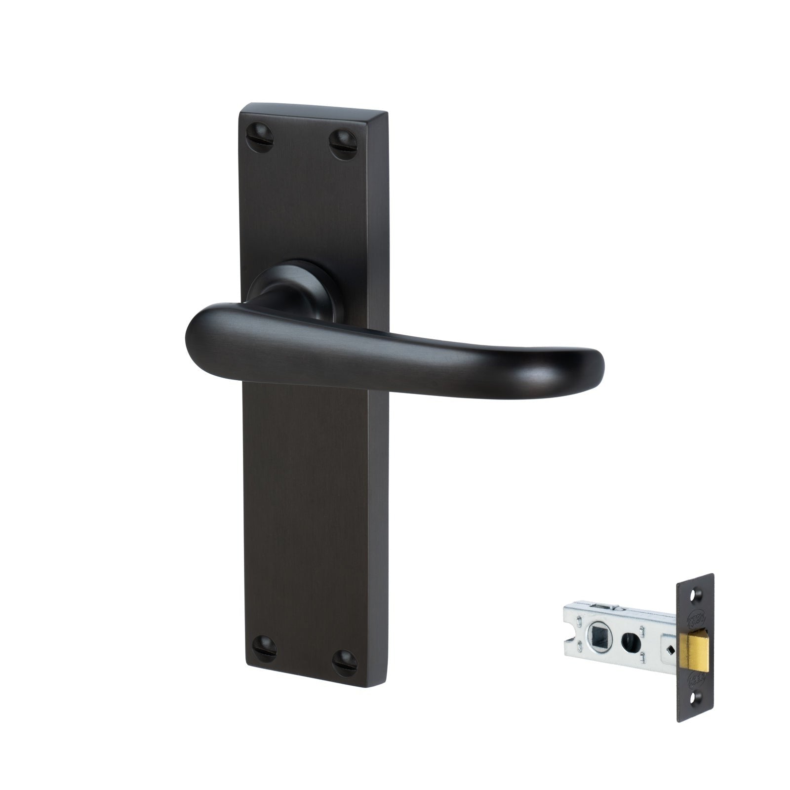 Windsor Door Handles On Plate Latch Handle Set in Matt Bronze