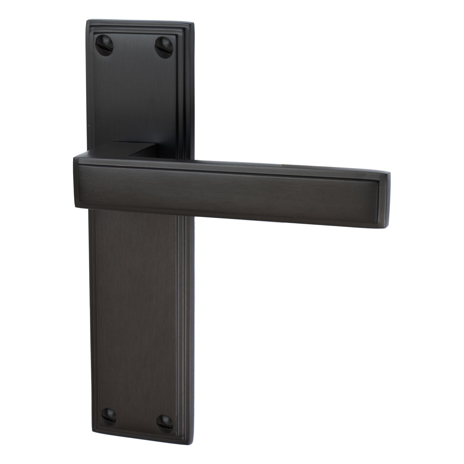 Atlantis Door Handles On Plate Latch Handle in Matt Bronze SHOW