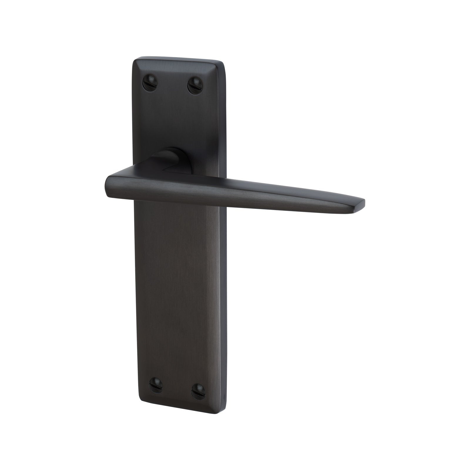 Kendal Door Handles On Plate Latch Handle in Matt Bronze SHOW