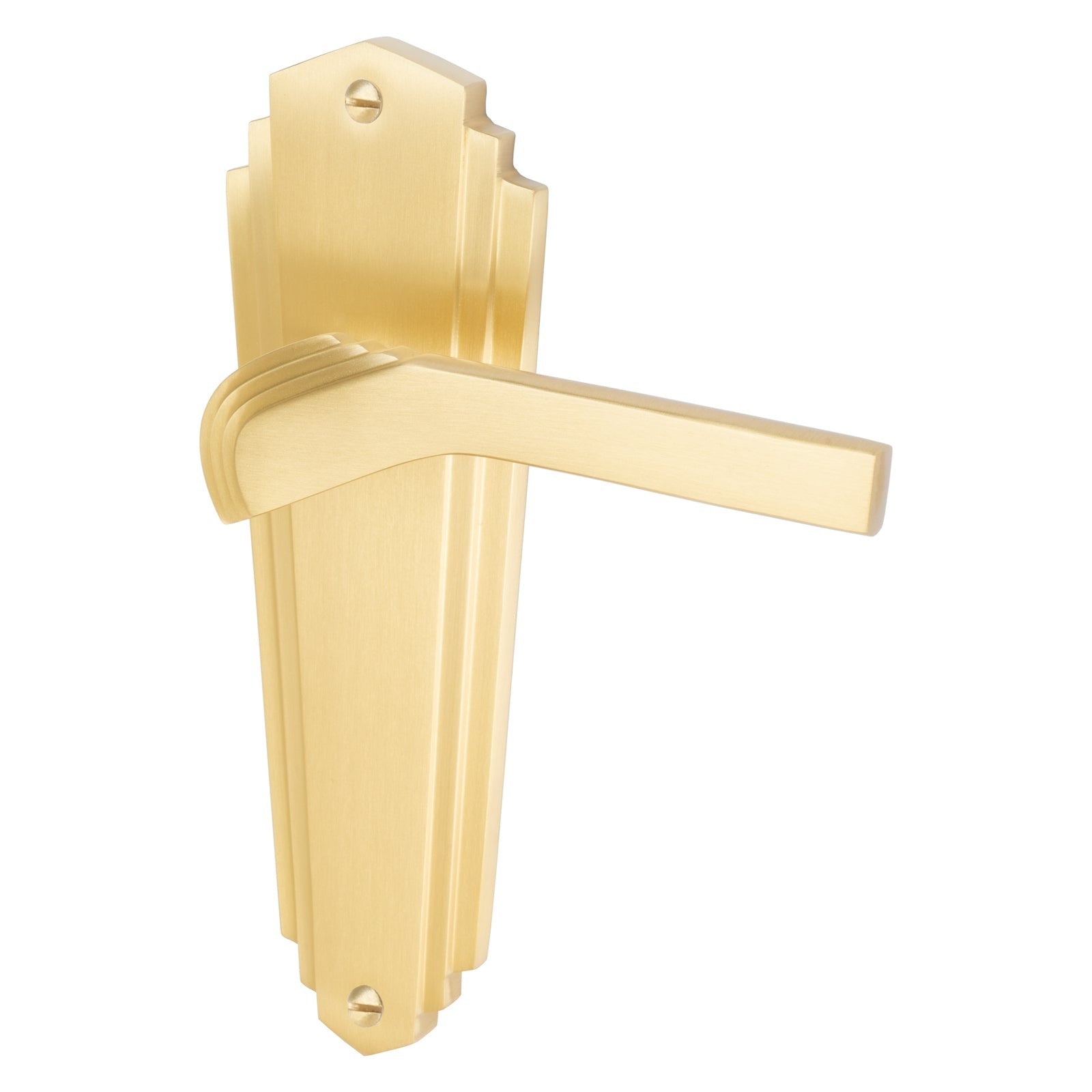 Waldorf Door Handles On Plate Latch Handle in Satin Brass SHOW