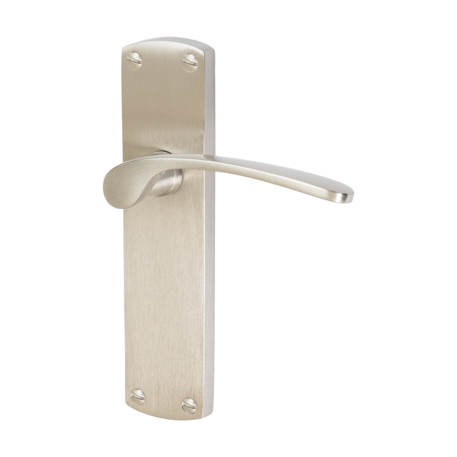 Diplomat Door Handles On Plate Latch Handle in Satin Nickel SHOW