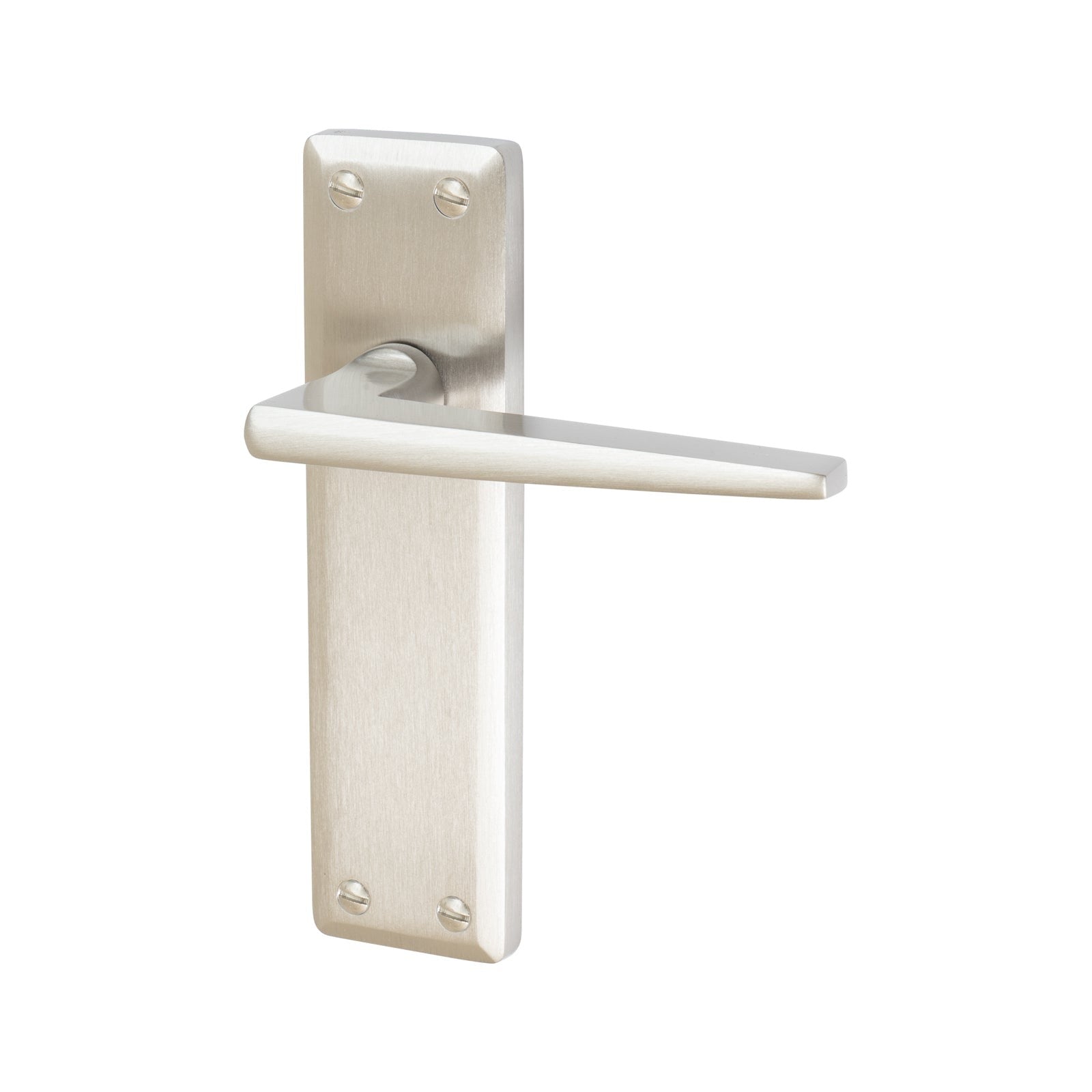 Kendal Door Handles On Plate Latch Handle in Satin Nickel SHOW