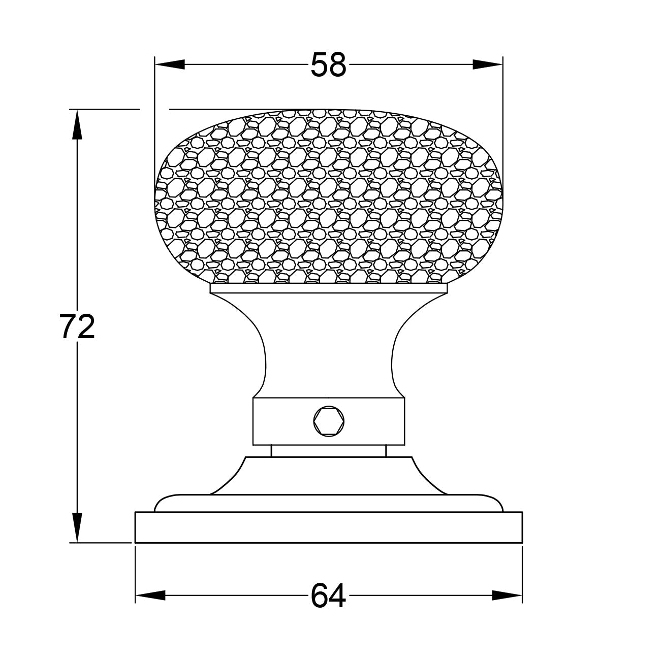 SHOW Technical Drawing of Hammered Victorian Door Knob 