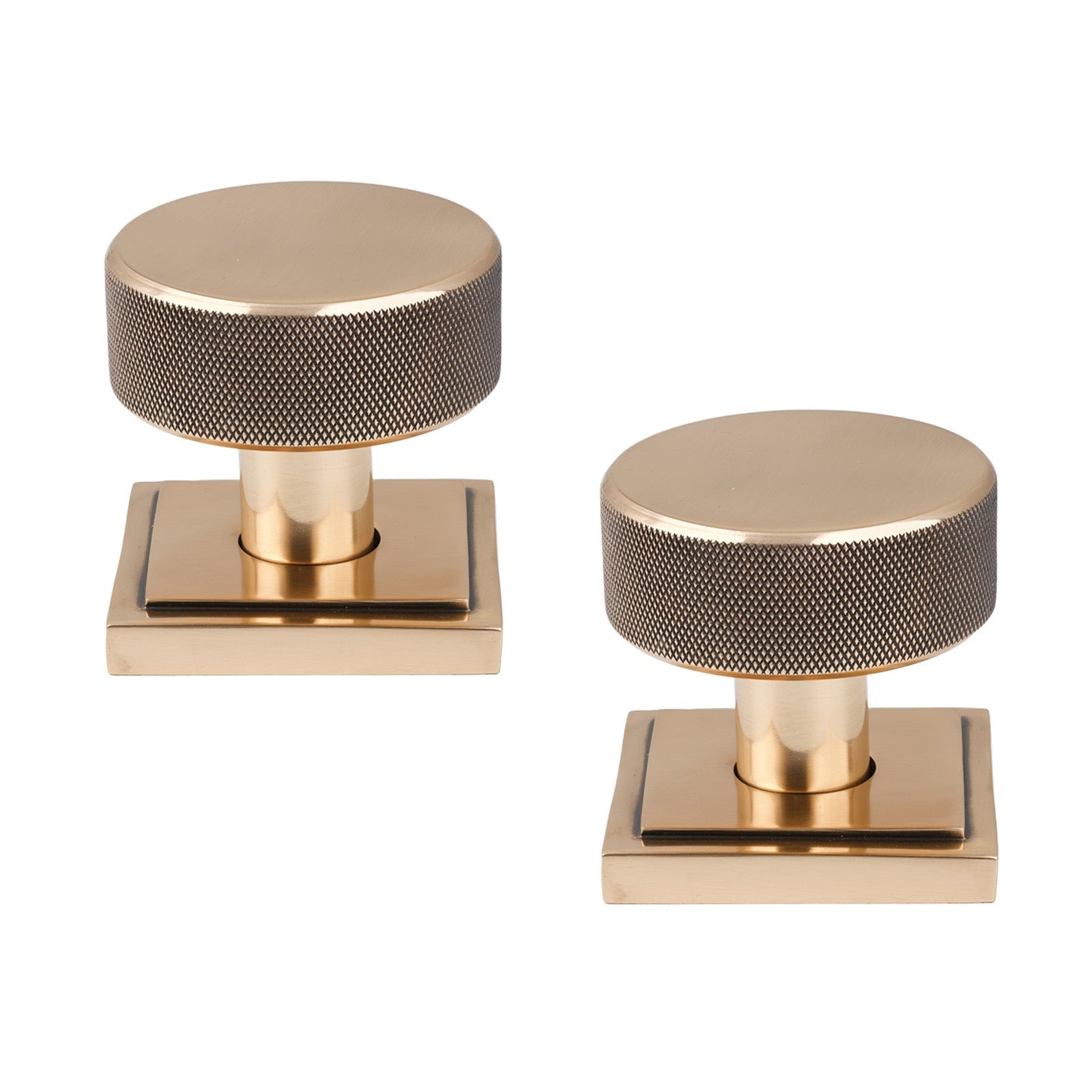 Polished Bronze Square Brompton Mortice Knobs