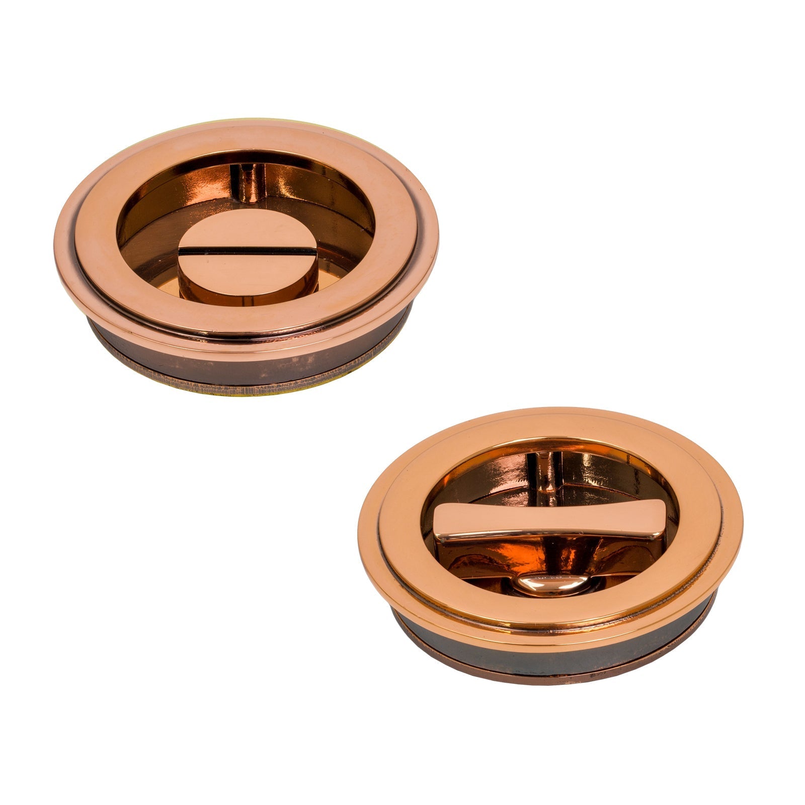 Polished Bronze Art Deco Round Pull - Privacy