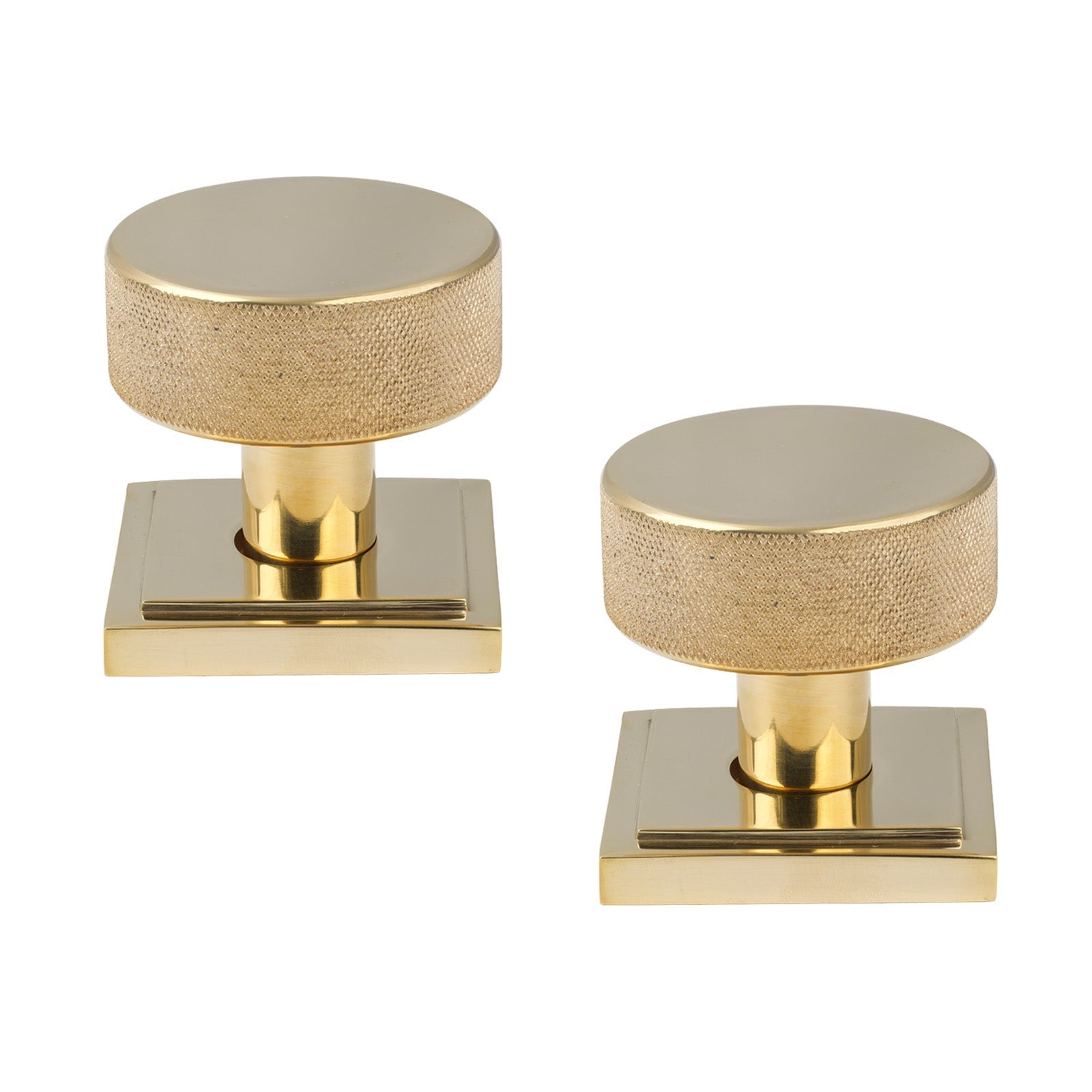 Polished Brass Square Brompton Mortice Knobs