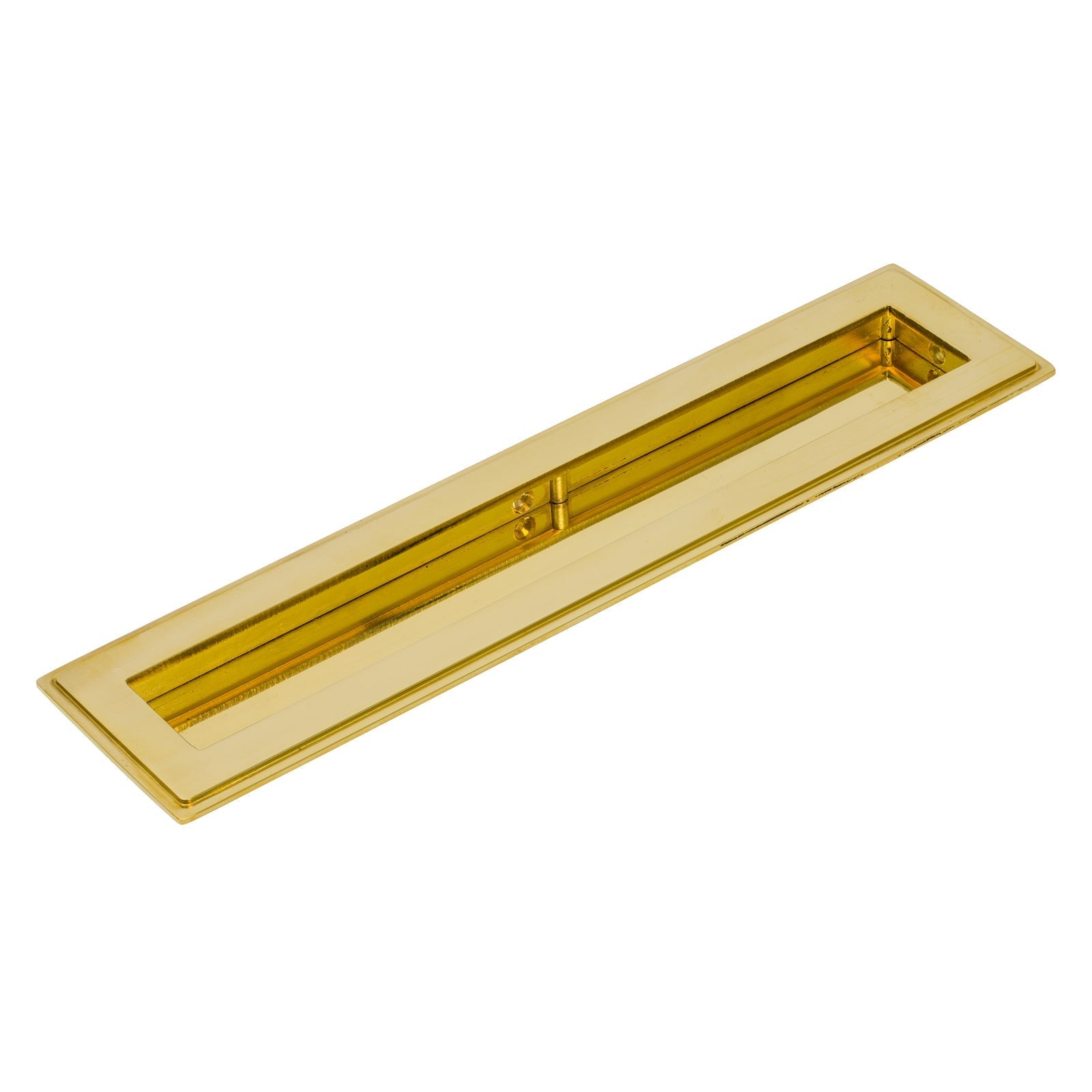 250mm Polished Brass Art Deco Rectangular Flush Pull 