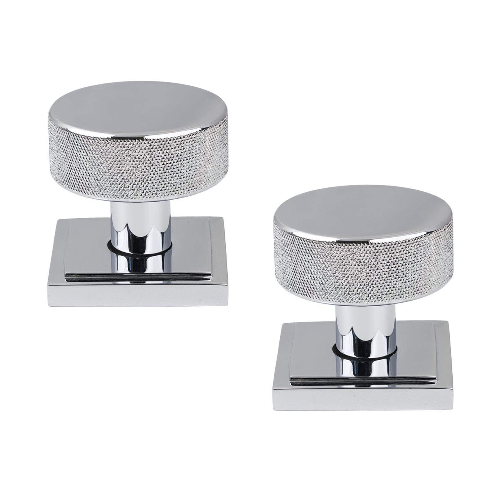 Polished Chrome Square Brompton Mortice Knobs