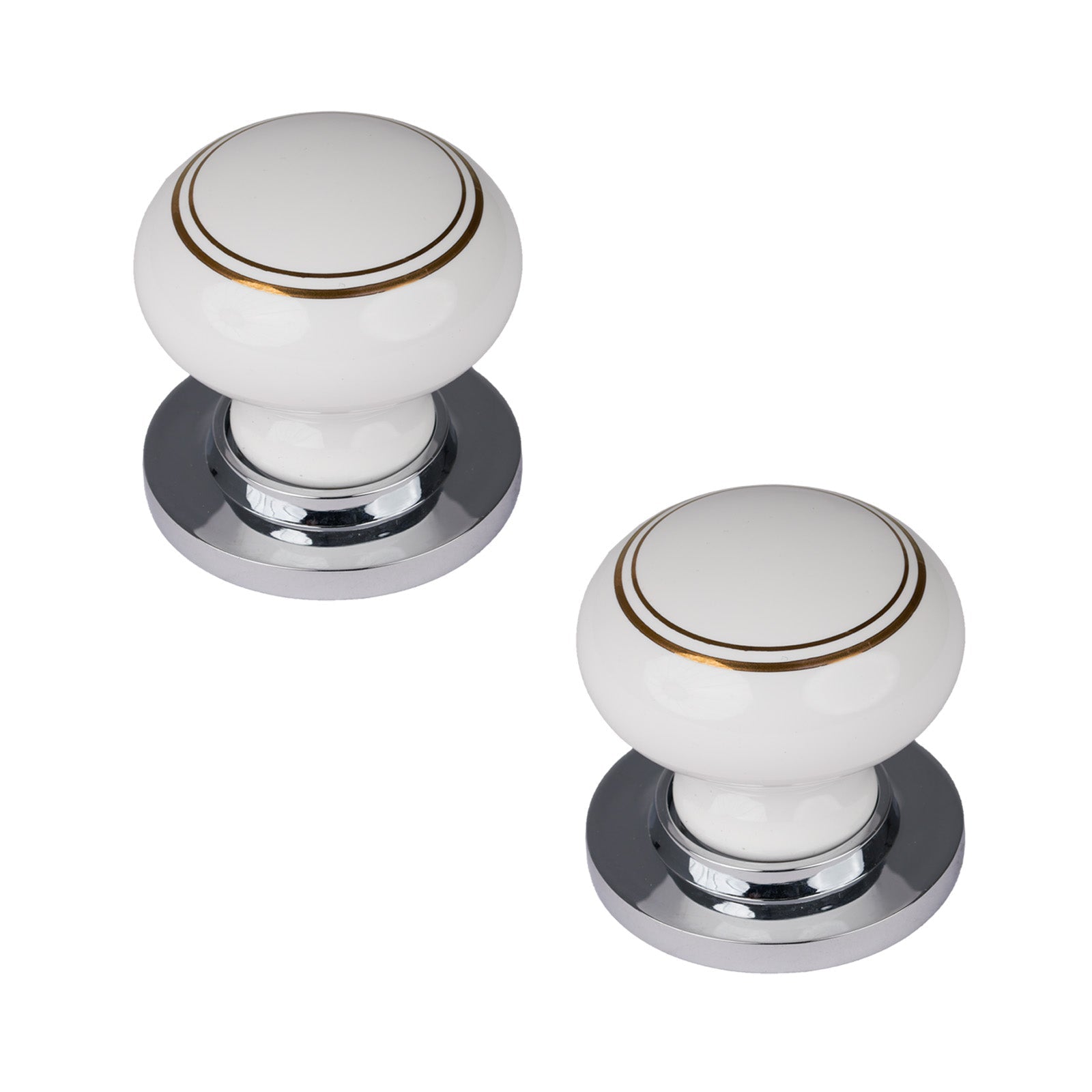 SHOW Gold Line Porcelain Door Knob with Polished Chrome Rose