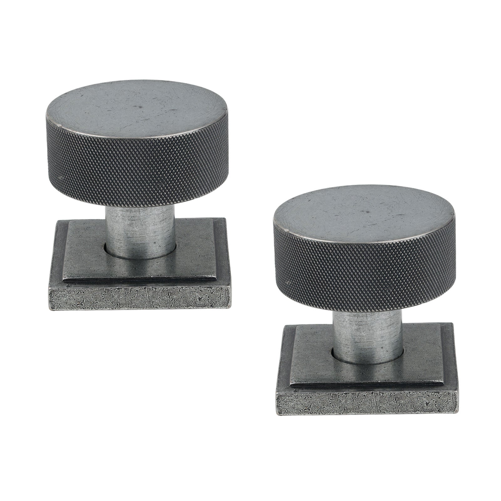Pewter Square Brompton Mortice Knobs