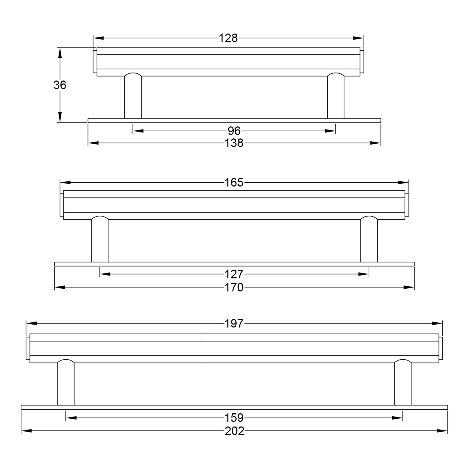 Hexagonal Pull Handles On Backplate dimension drawing SHOW