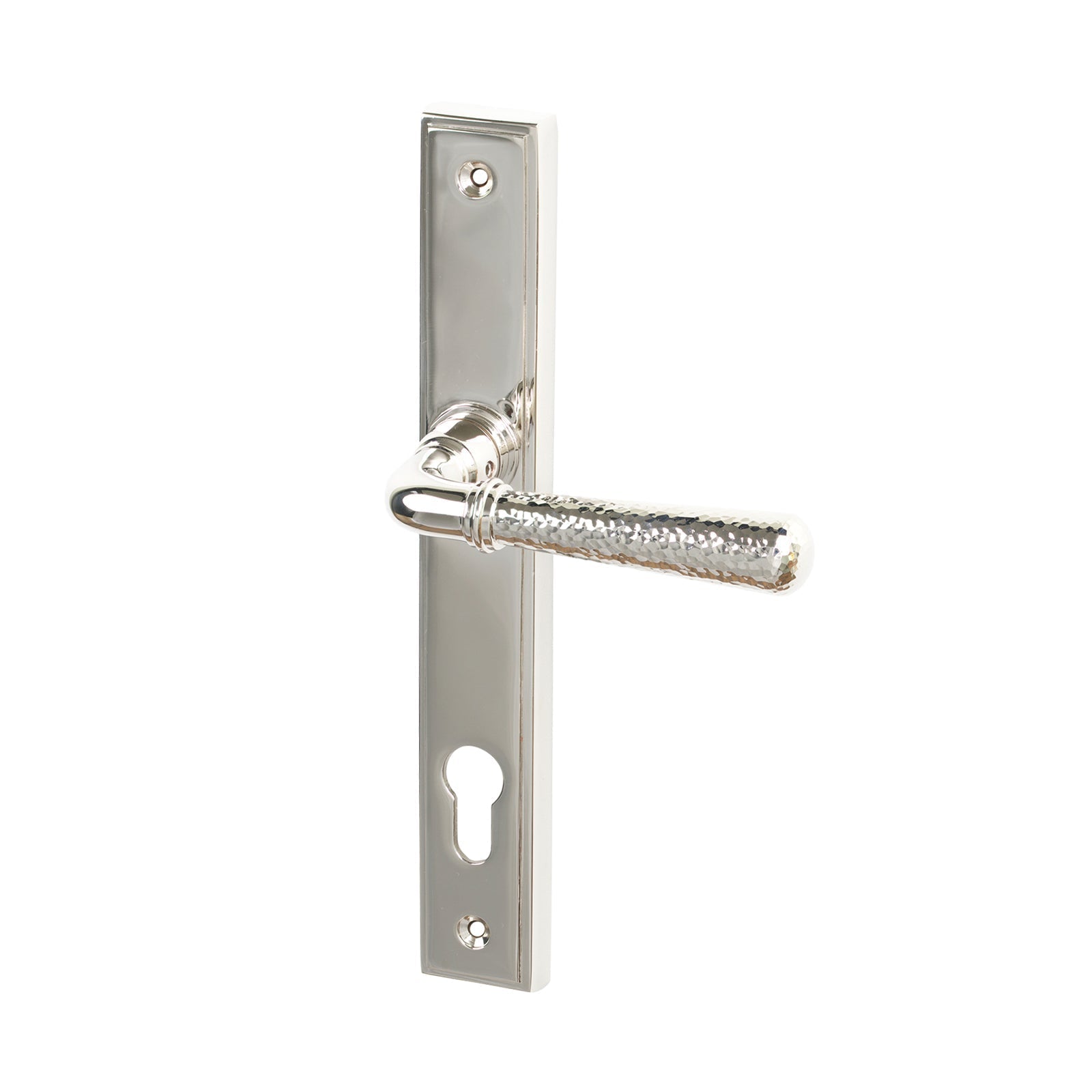 Polished Nickel Hammered Newbury Slimline Multipoint Door Handle