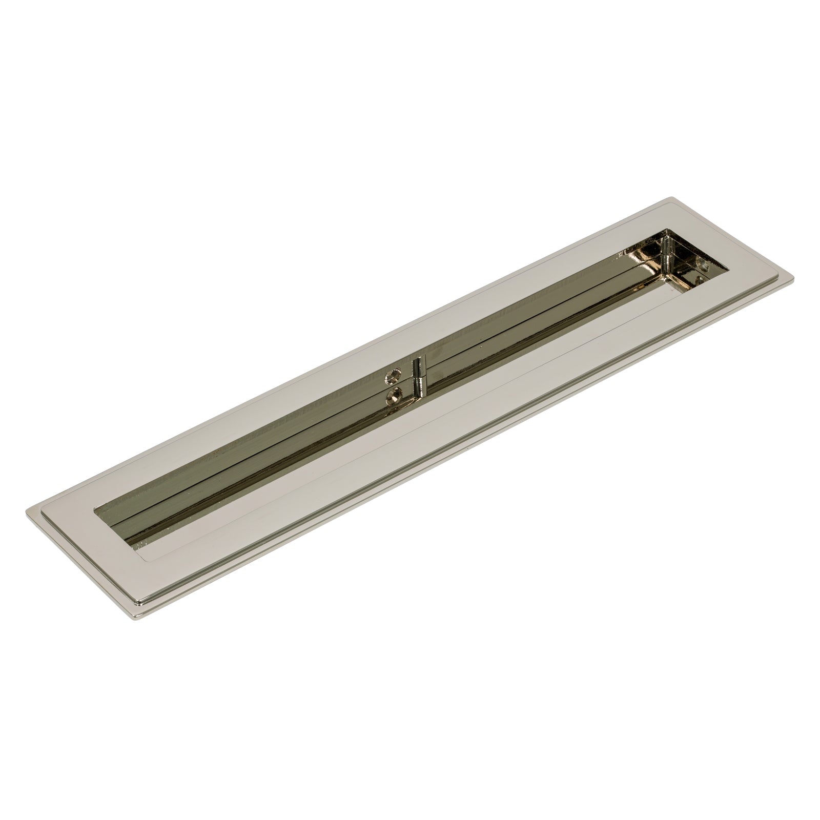 250mm Polished Nickel Art Deco Rectangular Flush Pull 