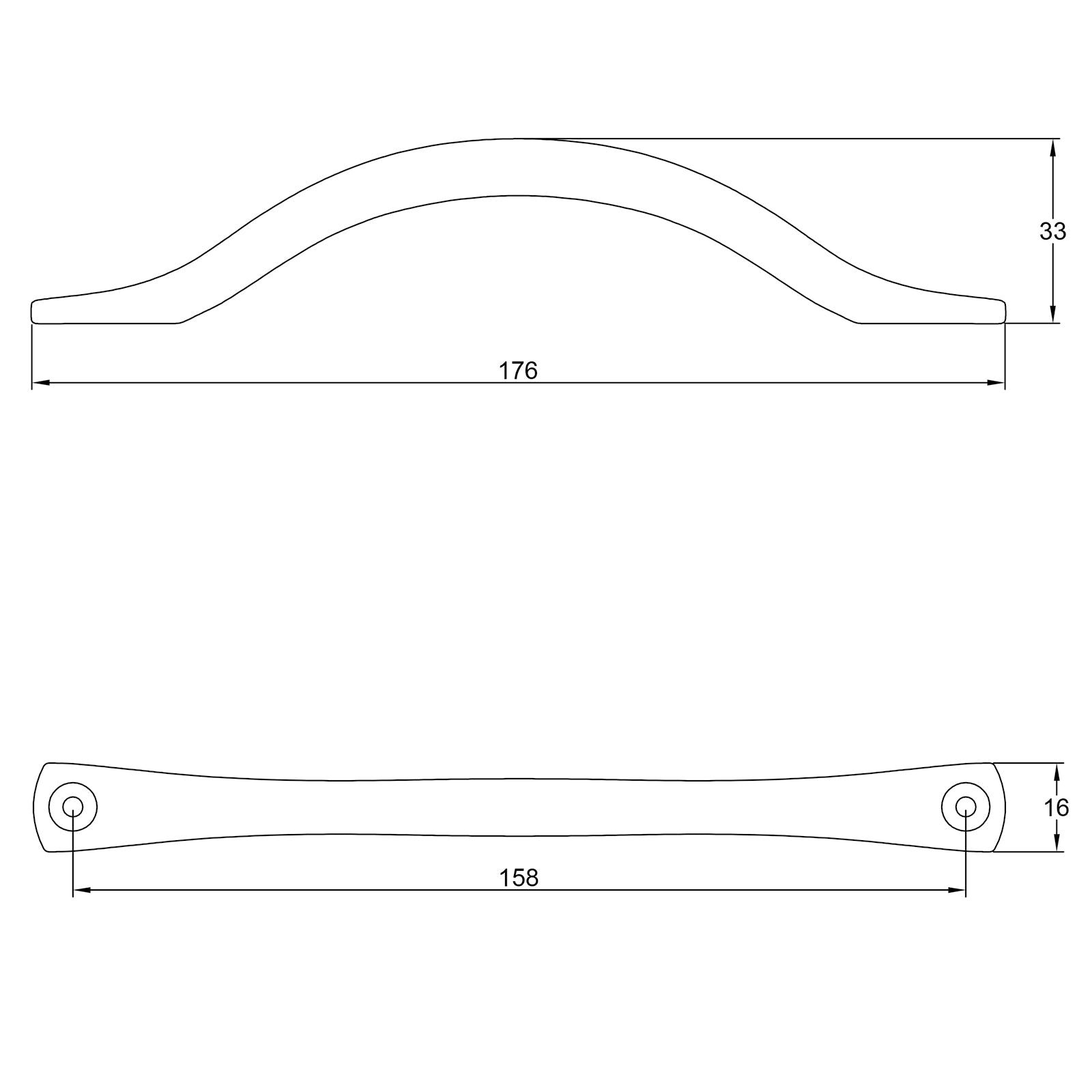 Cast iron slim bow handle dimension drawing SHOW