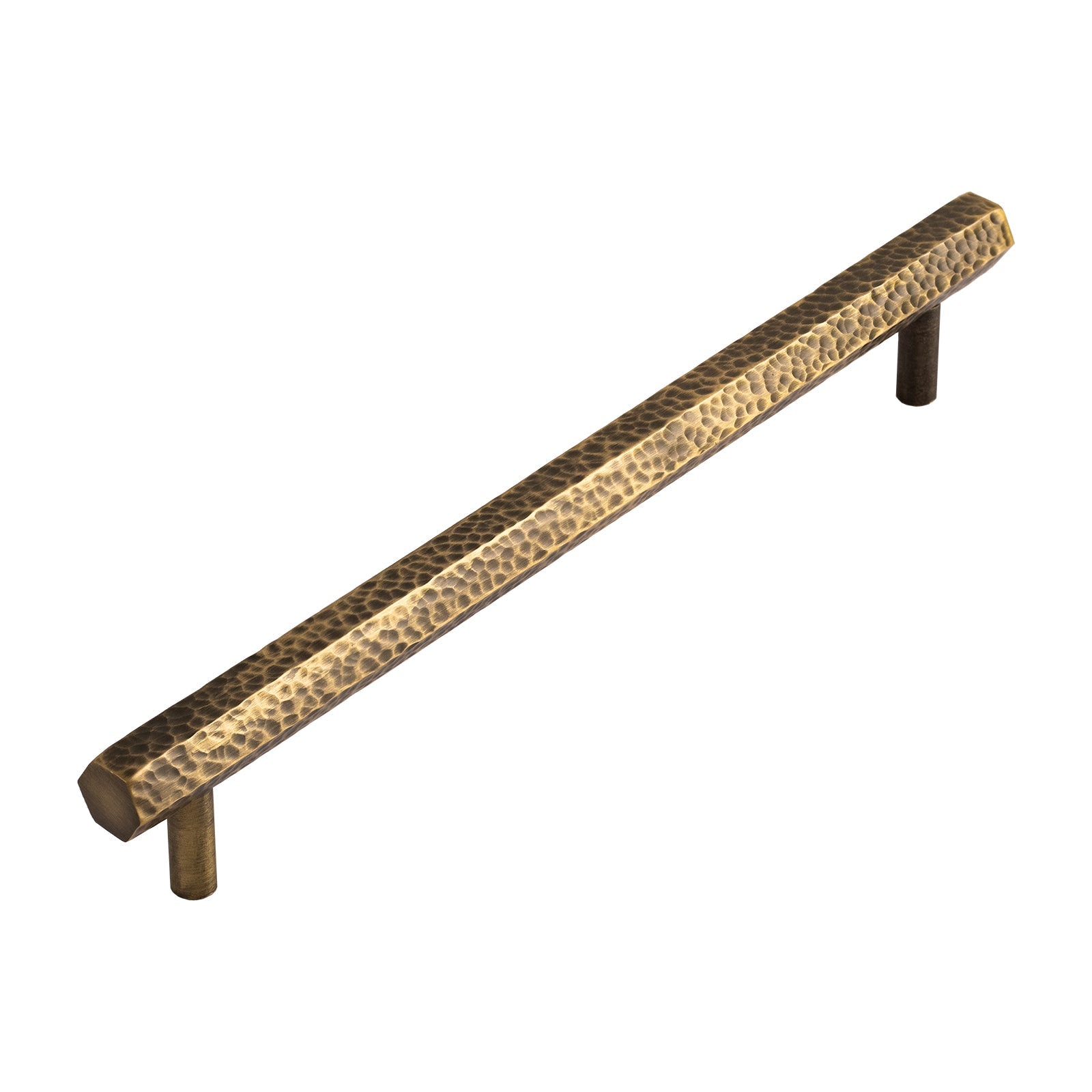 Hammered Hexagonal Pull Handle Antique Brass 229mm SHOW