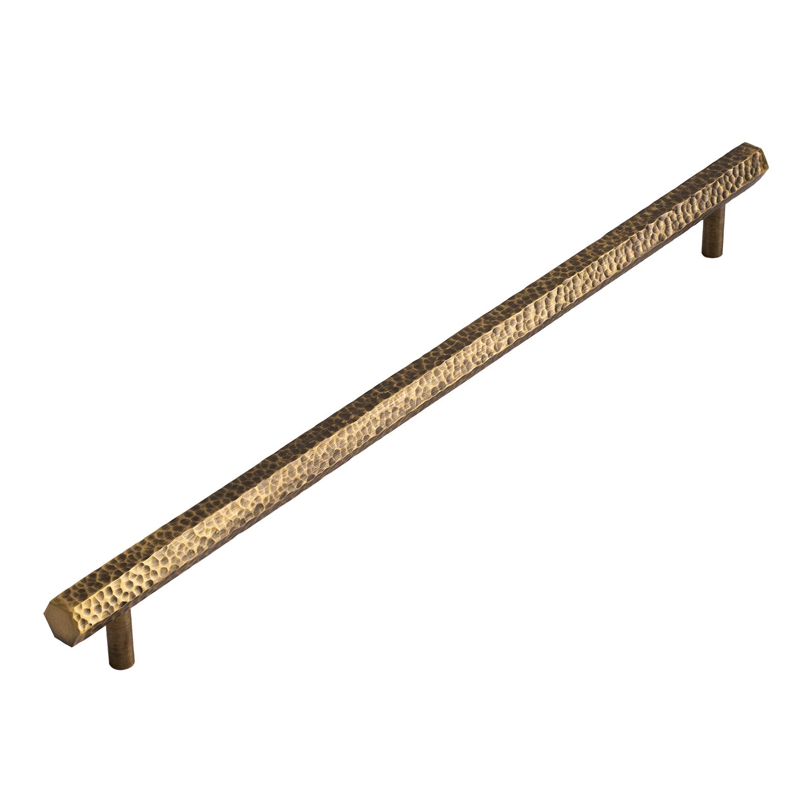 Hammered Hexagonal Pull Handle Antique Brass 350mm SHOW