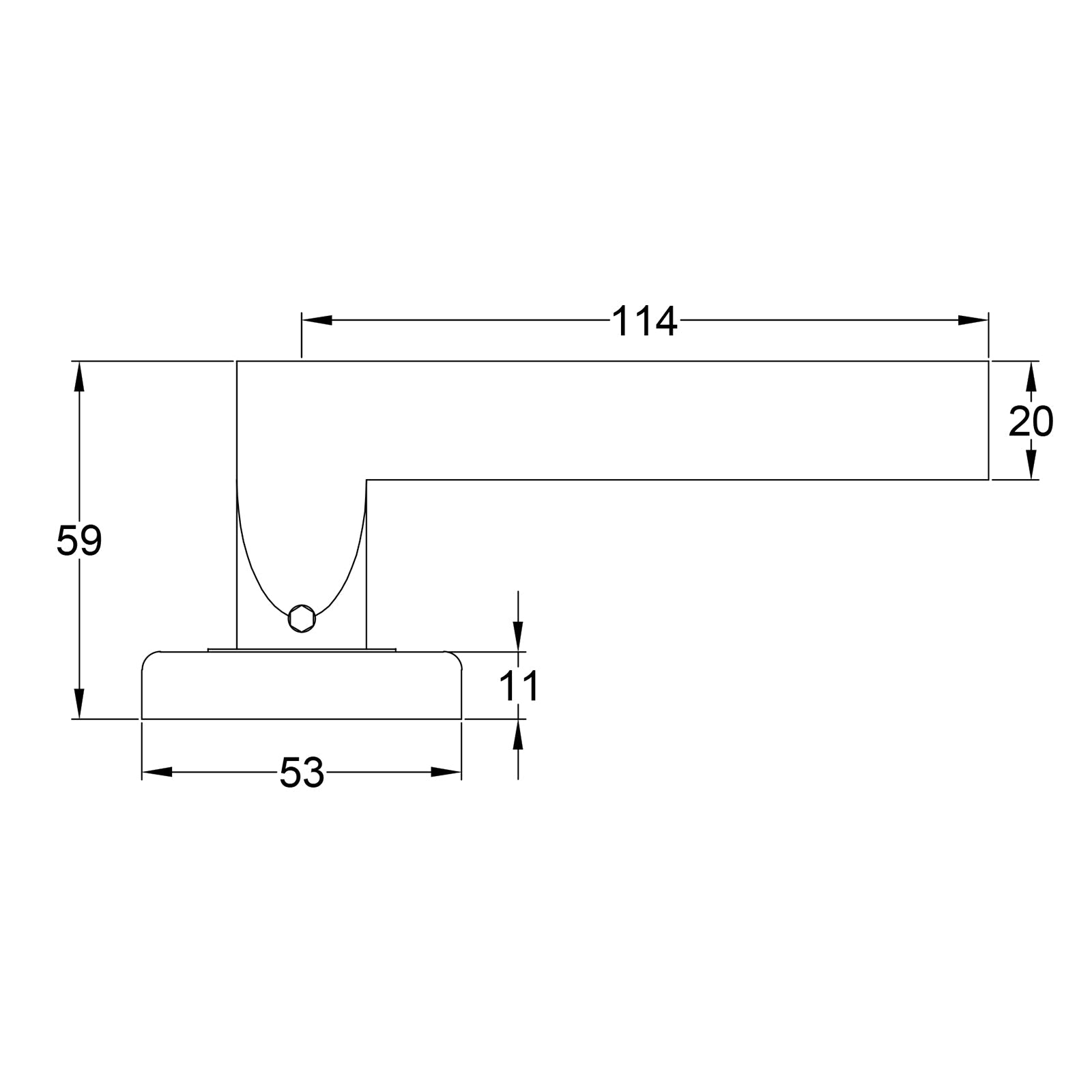 Pyramid round rose door handle dimension drawing SHOW