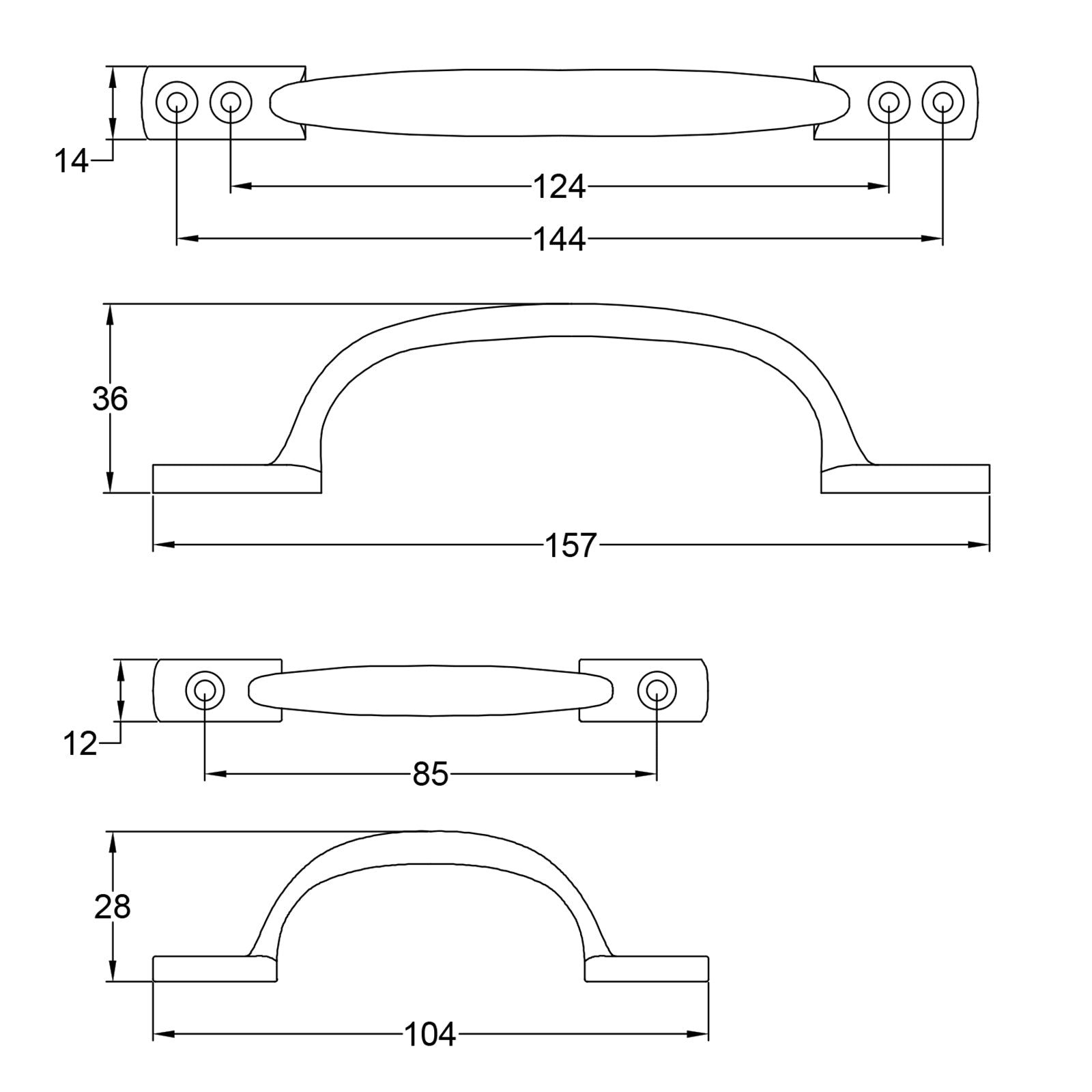 sash window pull handle dimension drawing SHOW