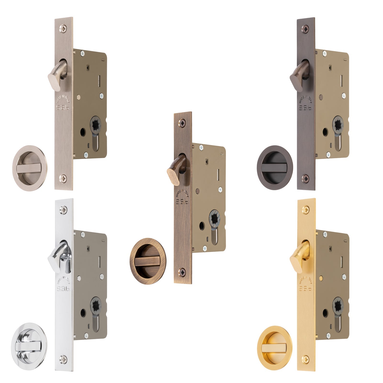 Sliding Door Lock Set with Round Privacy Turn