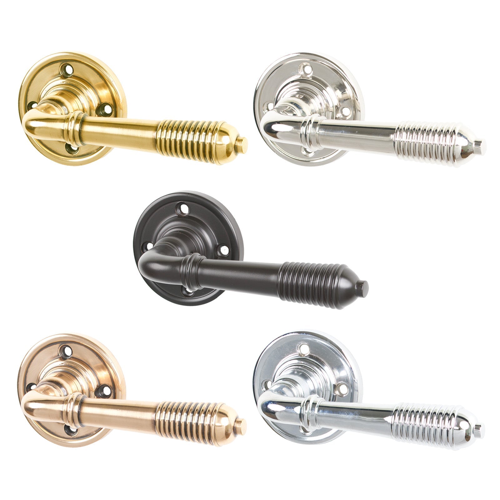Level Image of Reeded Lever on Rose Handles